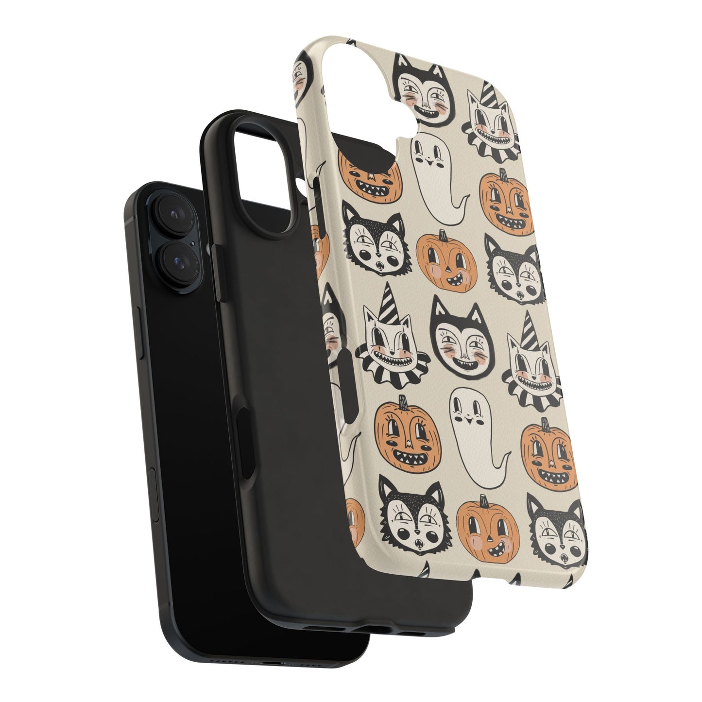 Halloween Cat & Pumpkin Phone Cases, Tough Phone Cover, Spooky Protective Case, Fall Aesthetic, Cute Halloween Gift