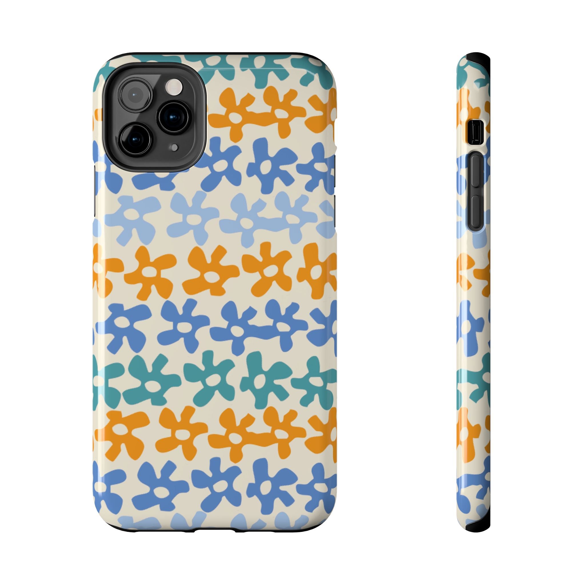 Floral Stripe Tough Phone Case — Colorful Retro Doodle Protection