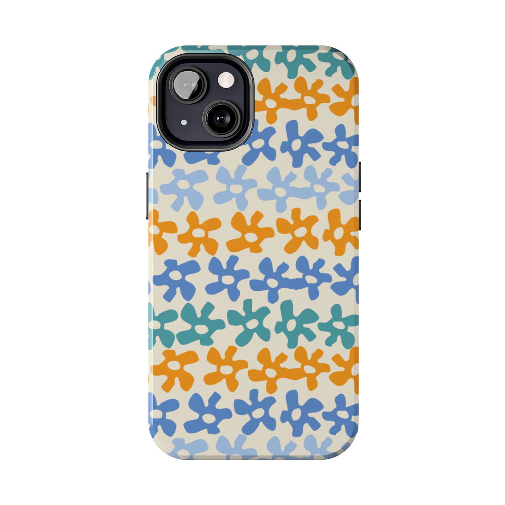 Floral Stripe Tough Phone Case — Colorful Retro Doodle Protection