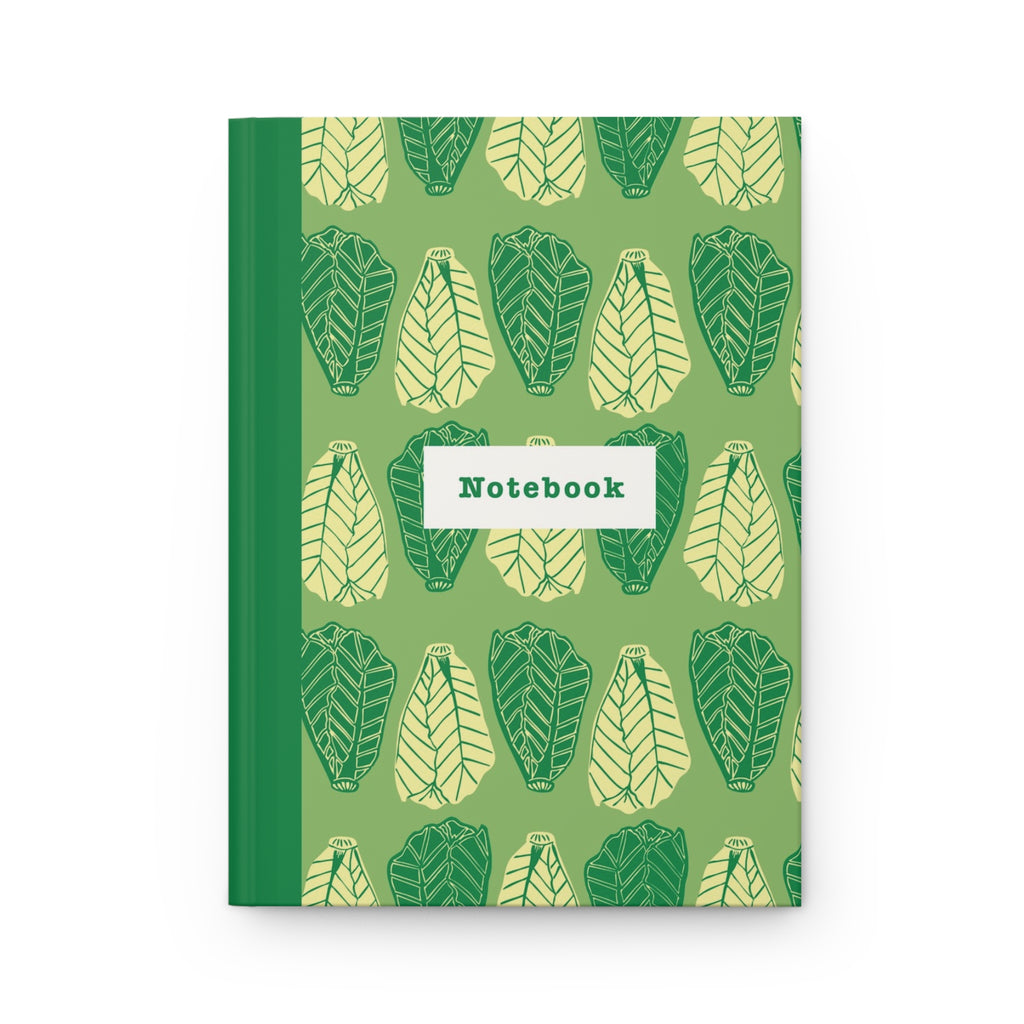 Leaf Pattern Hardcover Journal — Green Botanical Notebook