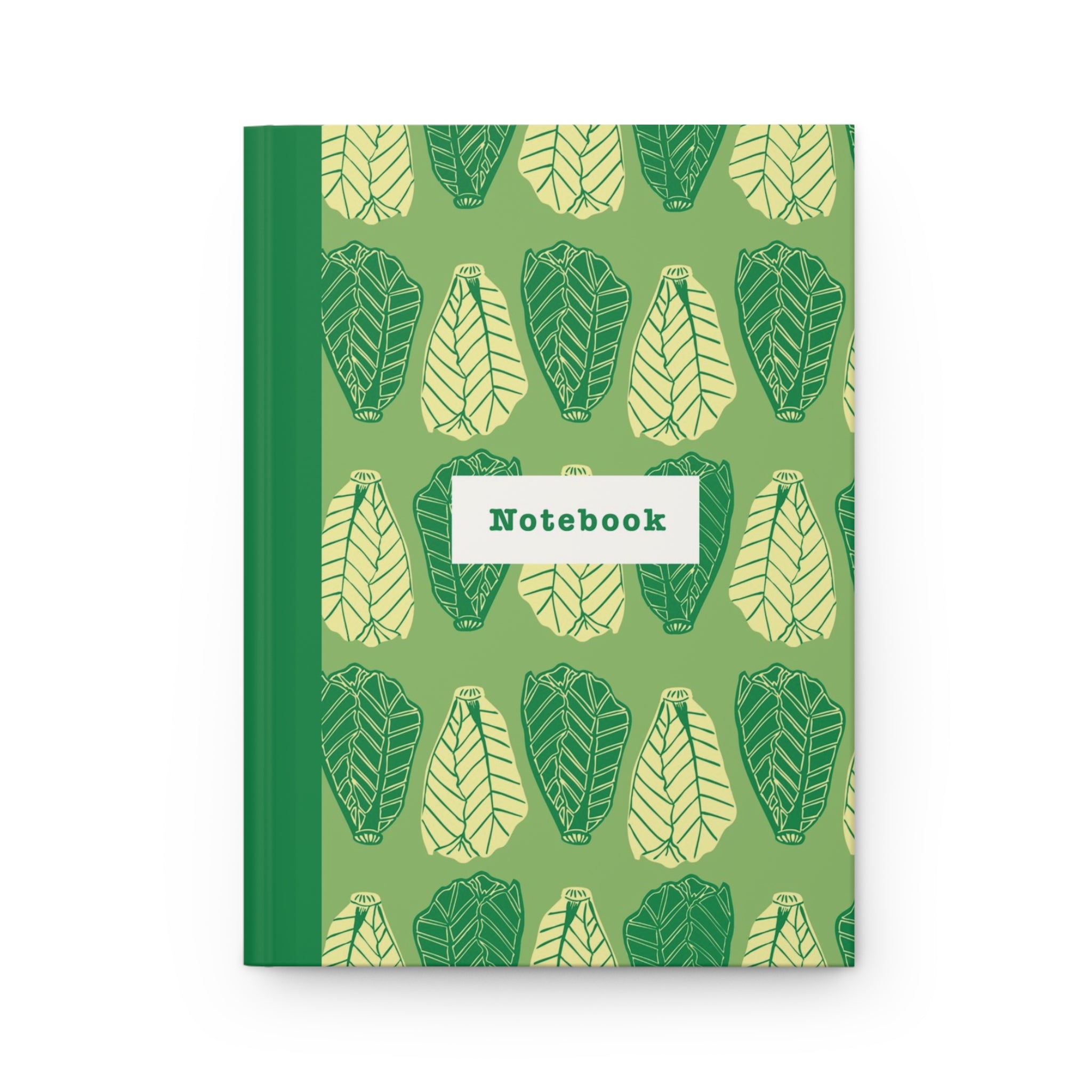 Leaf Pattern Hardcover Journal — Green Botanical Notebook