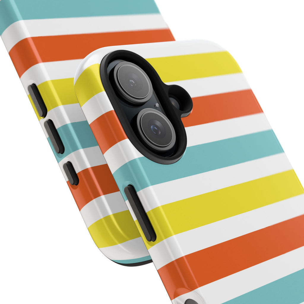 Striped Tough Phone Case — Retro Summer Color Block iPhone Case