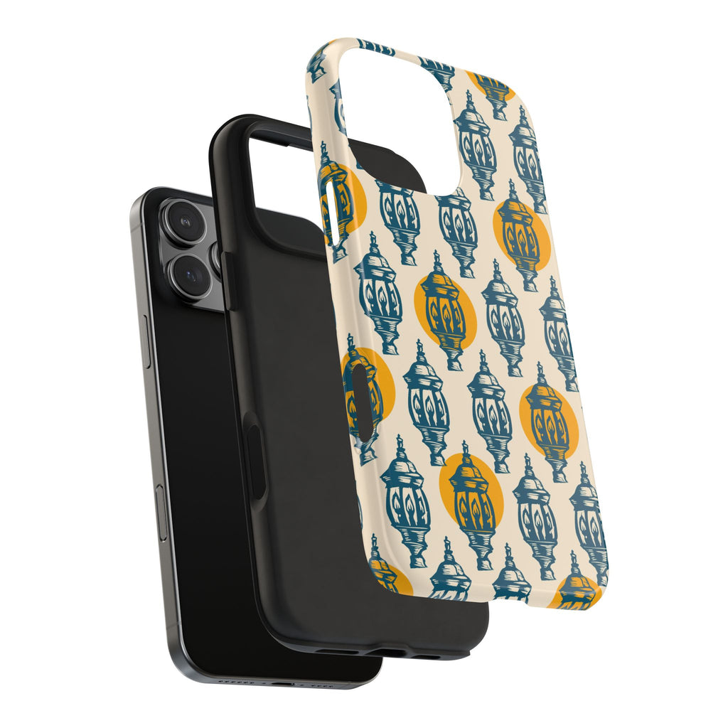 Tough Phone Case — Blue & Mustard Lantern Pattern Slim Protective Cover