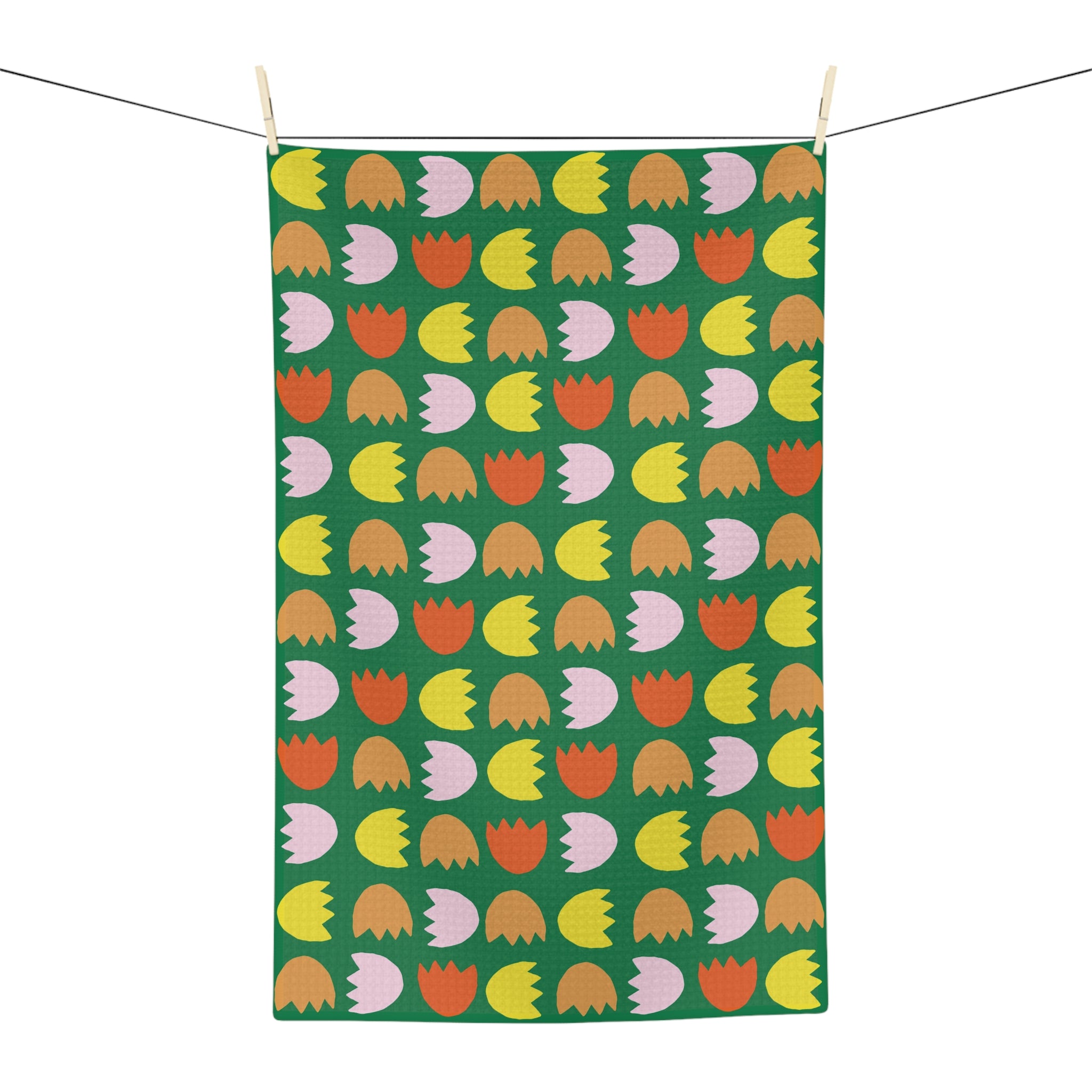 Floral Tulip Pattern Microfiber Tea Towel — Retro Spring Kitchen Décor