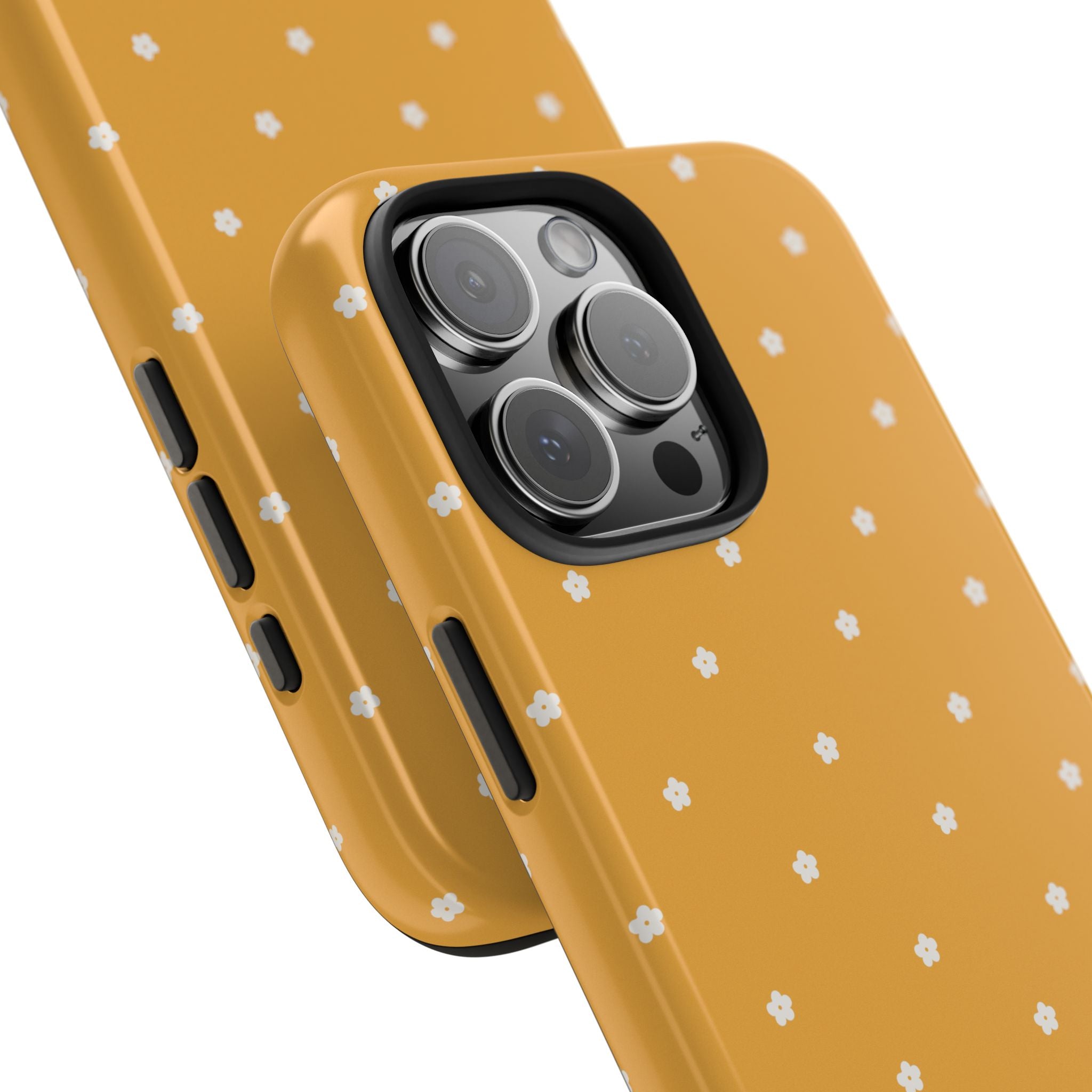 Ditsy Daisy Tough Phone Case — Mustard Floral Protective Cover