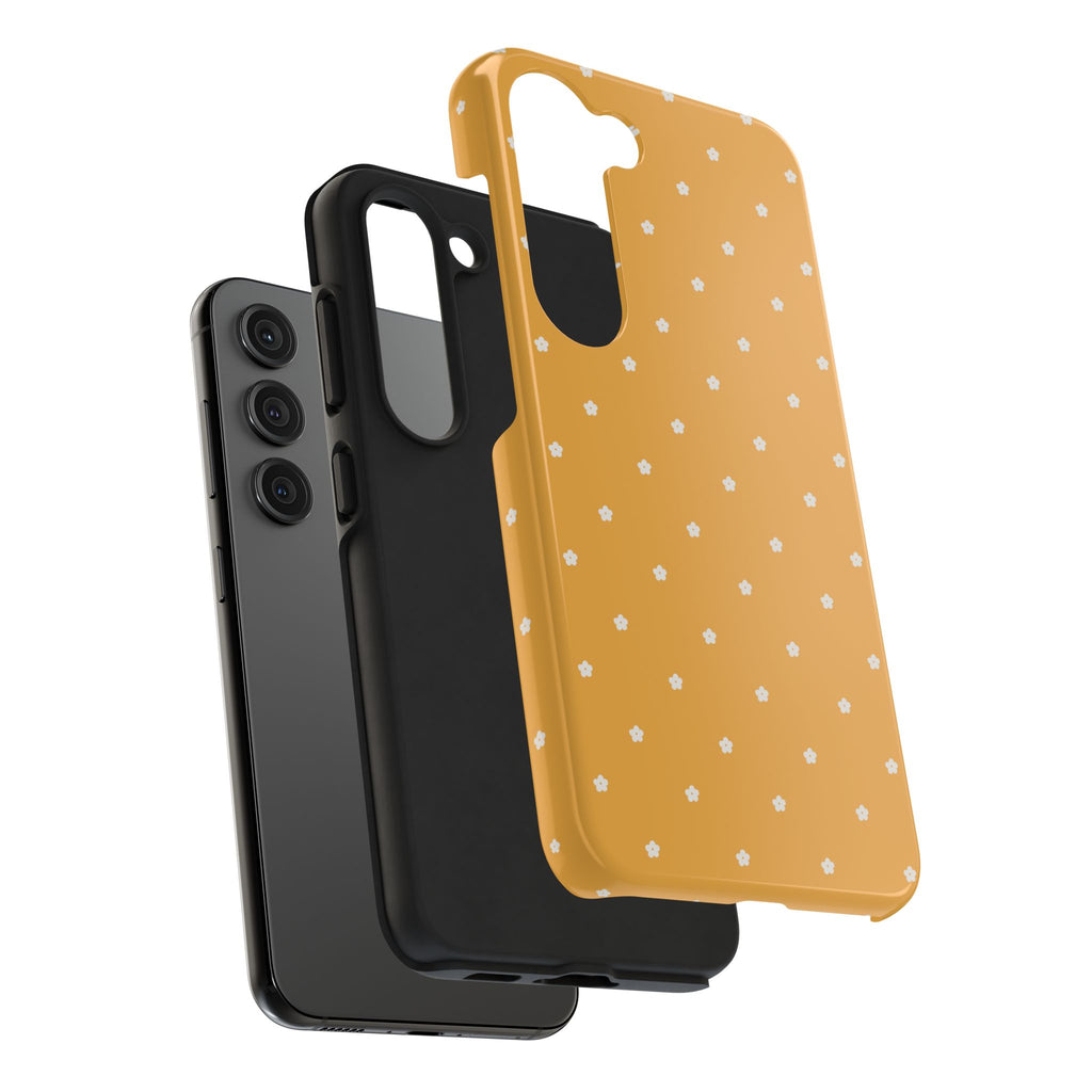 Ditsy Daisy Tough Phone Case — Mustard Floral Protective Cover