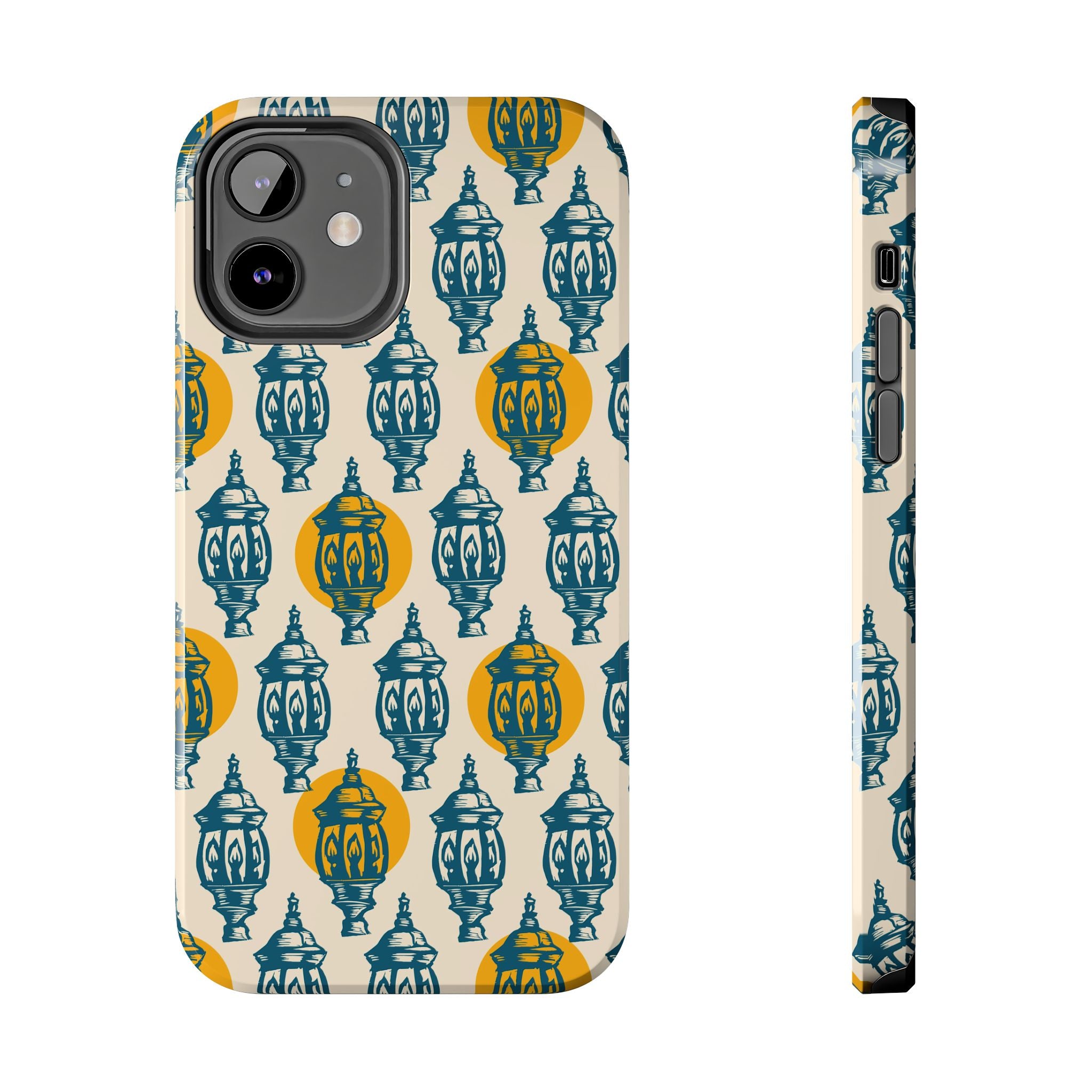 Tough Phone Case — Blue & Mustard Lantern Pattern Slim Protective Cover