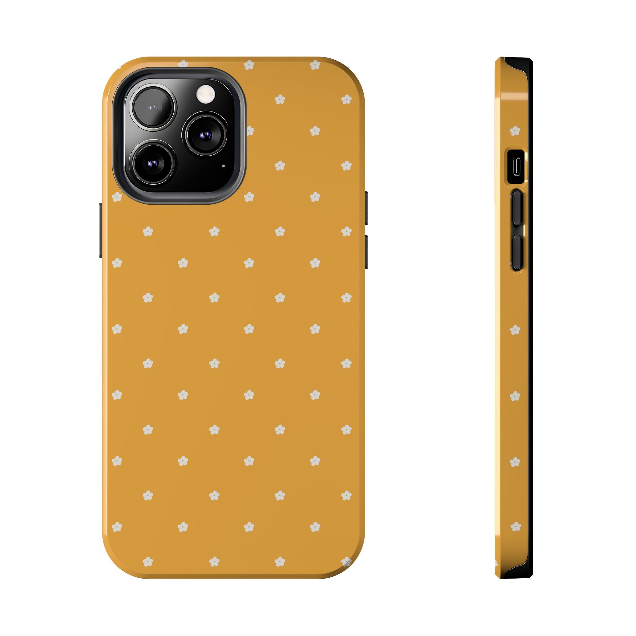 Ditsy Daisy Tough Phone Case — Mustard Floral Protective Cover