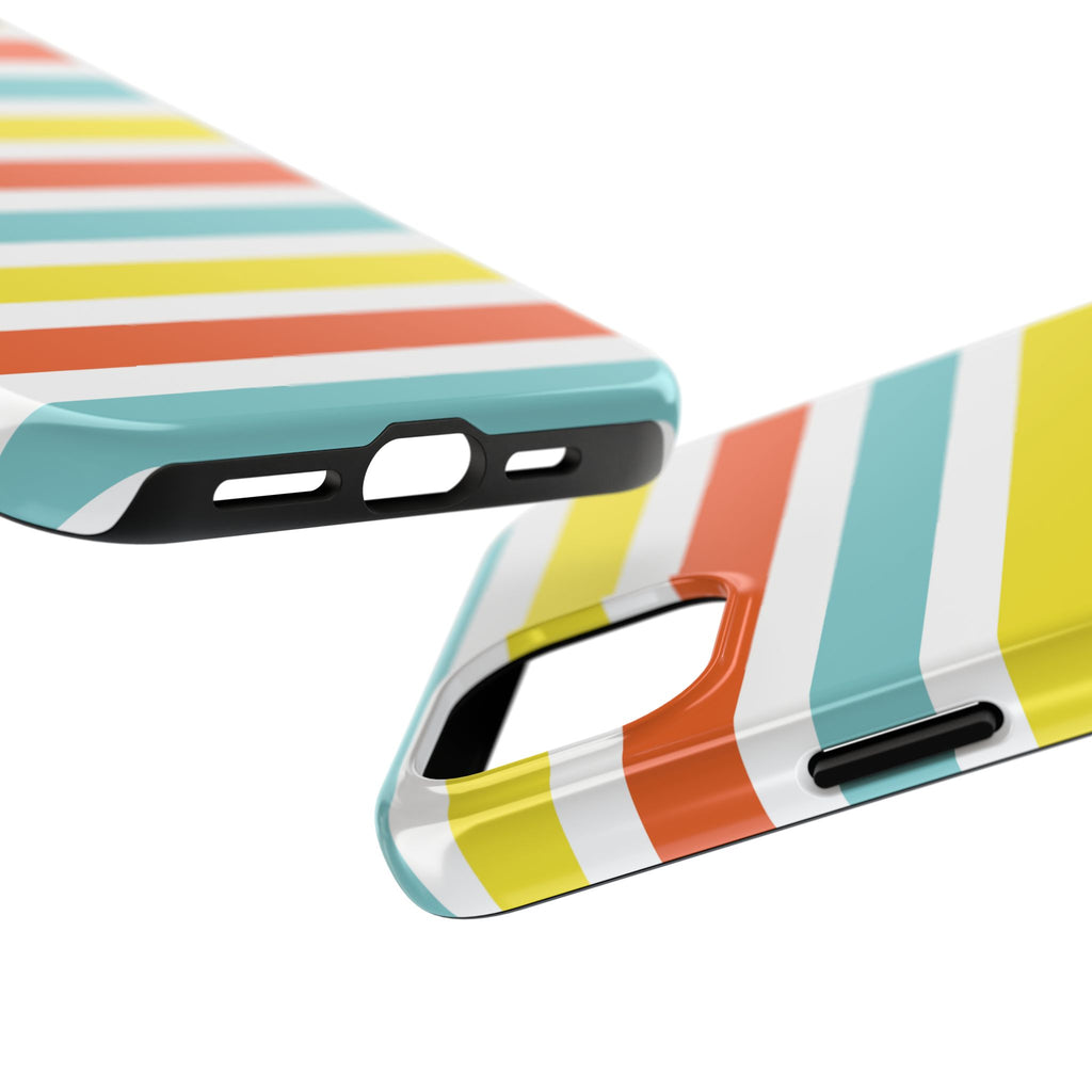 Striped Tough Phone Case — Retro Summer Color Block iPhone Case