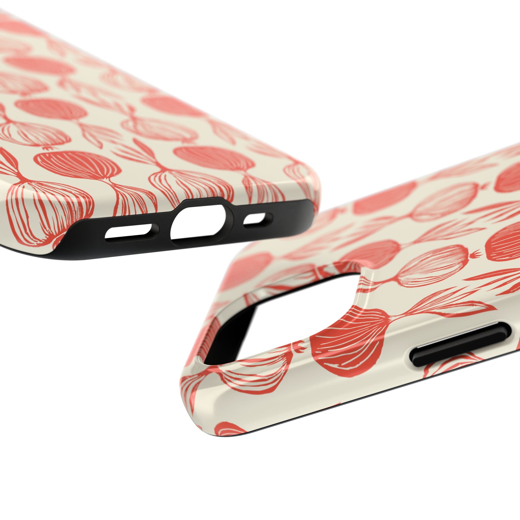 Floral Onion Pattern Tough Phone Case — Red Botanical Protective Phone Cover
