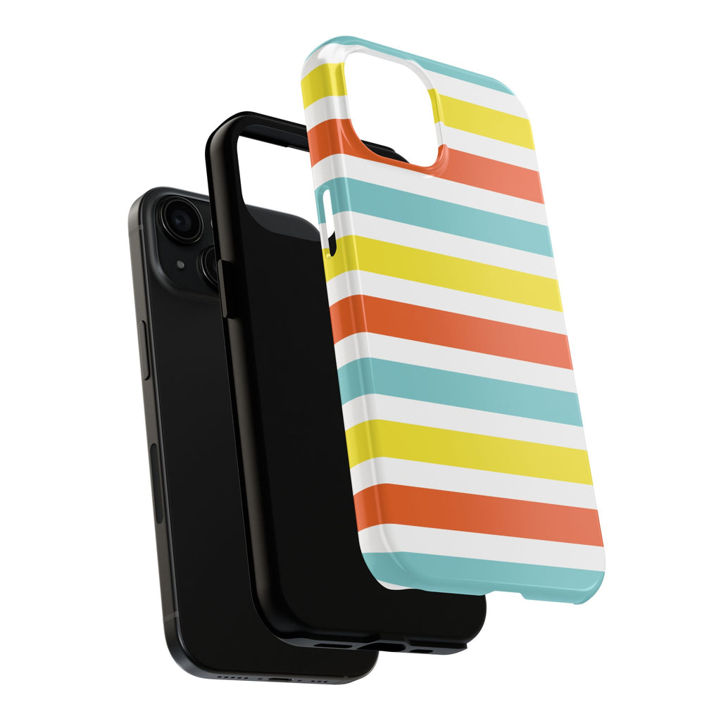 Striped Tough Phone Case — Retro Summer Color Block iPhone Case