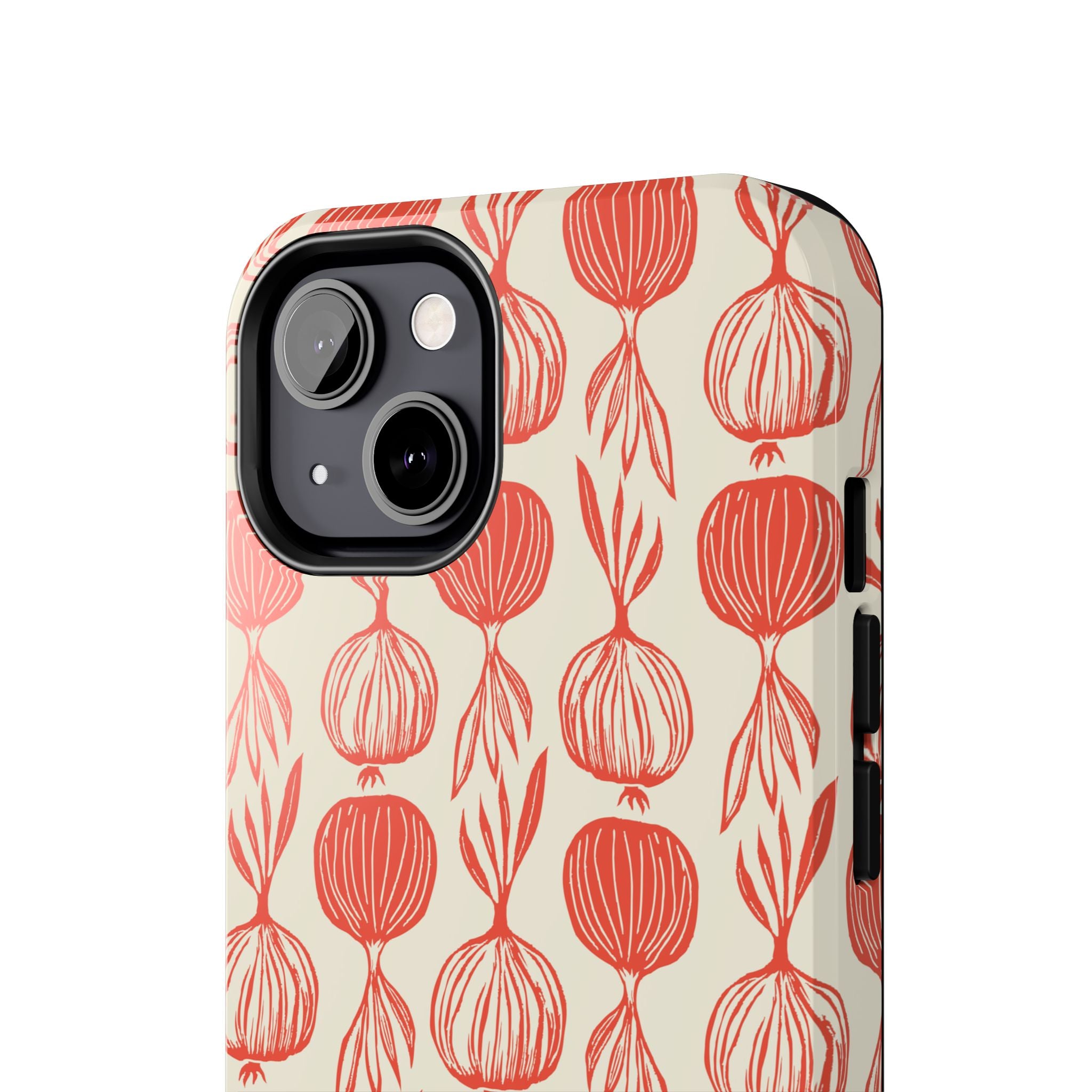 Floral Onion Pattern Tough Phone Case — Red Botanical Protective Phone Cover