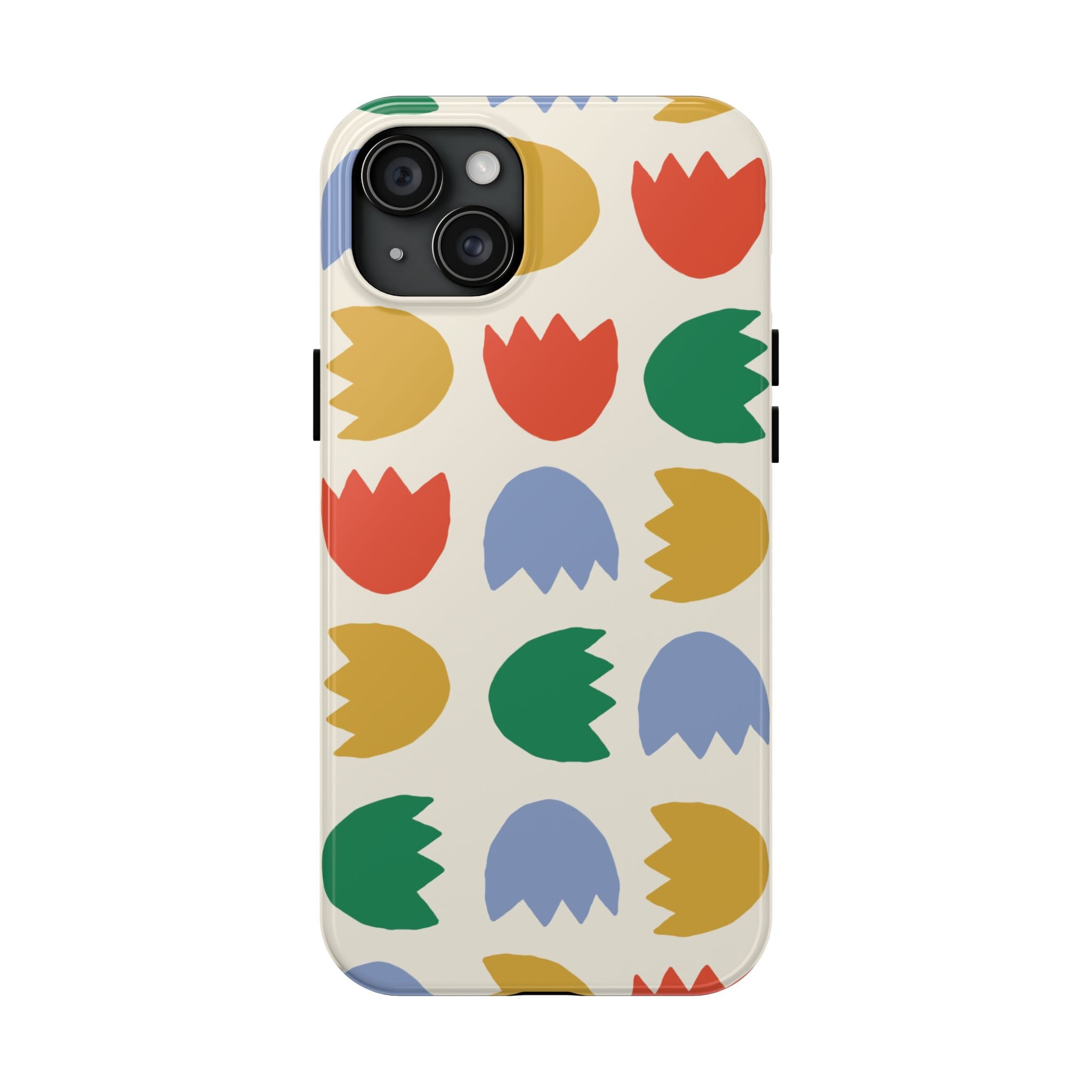 Tough Phone Case — Retro Tulip Pattern Green Floral Protective Cover