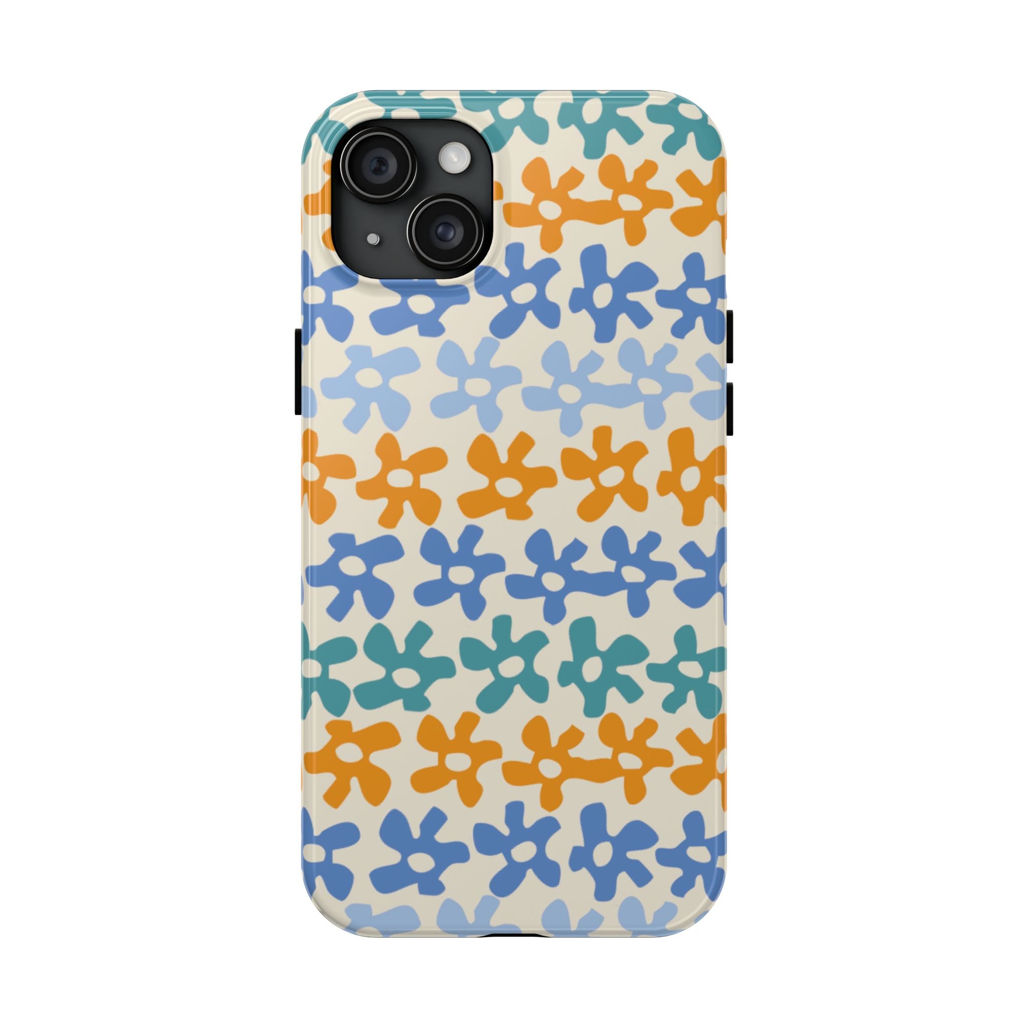 Floral Stripe Tough Phone Case — Colorful Retro Doodle Protection