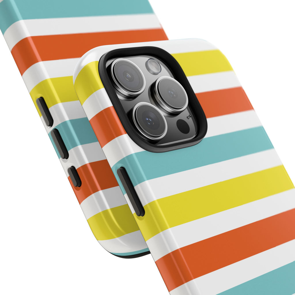 Striped Tough Phone Case — Retro Summer Color Block iPhone Case