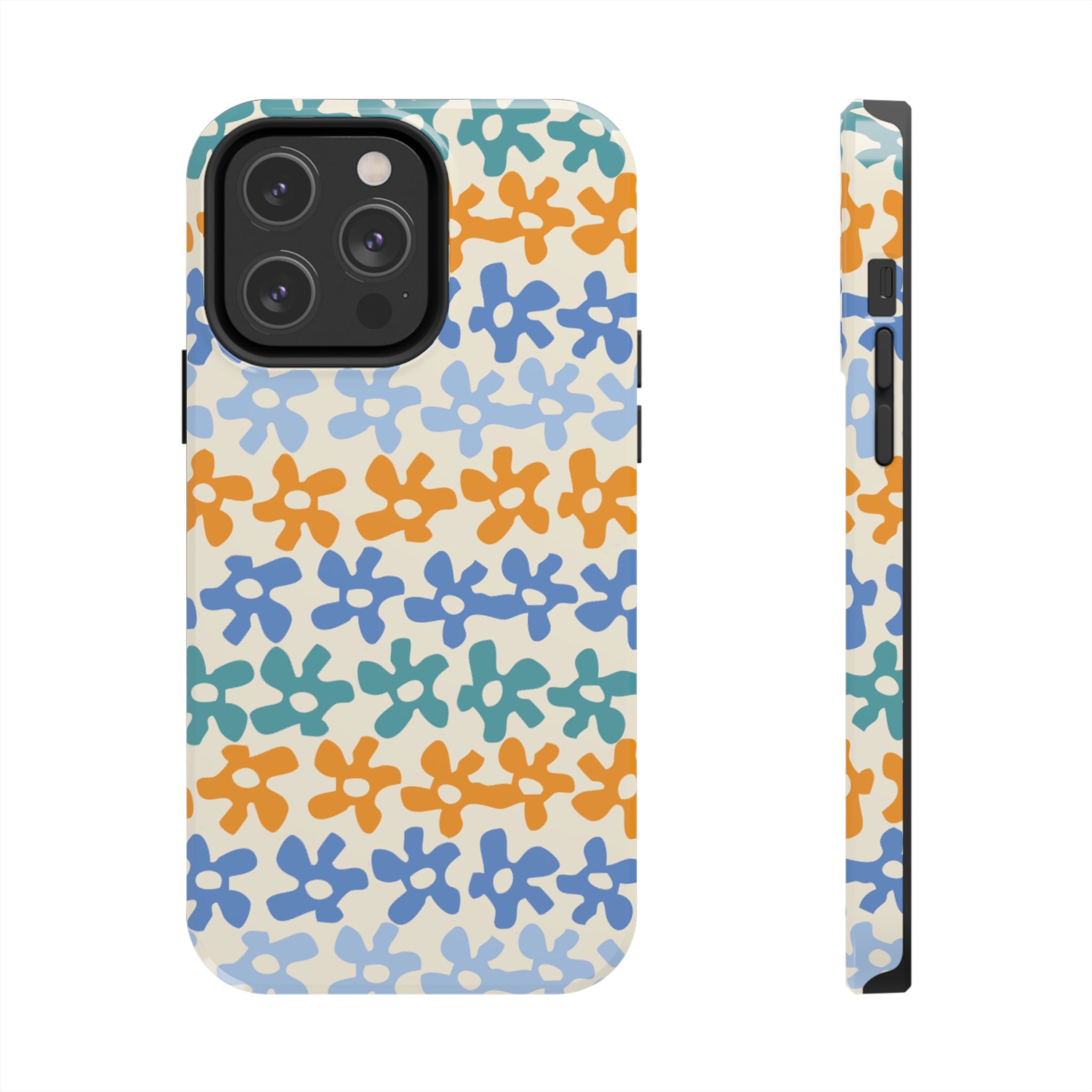 Floral Stripe Tough Phone Case — Colorful Retro Doodle Protection