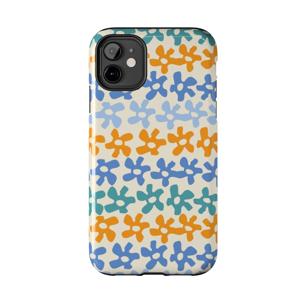 Floral Stripe Tough Phone Case — Colorful Retro Doodle Protection
