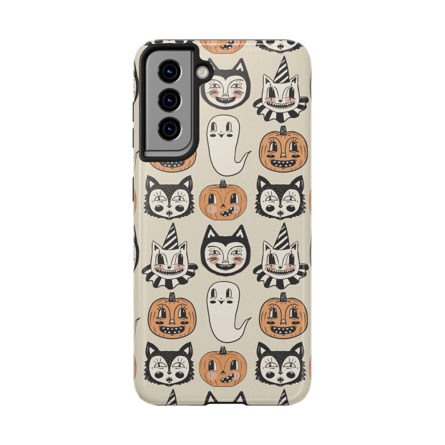 Halloween Cat & Pumpkin Phone Cases, Tough Phone Cover, Spooky Protective Case, Fall Aesthetic, Cute Halloween Gift