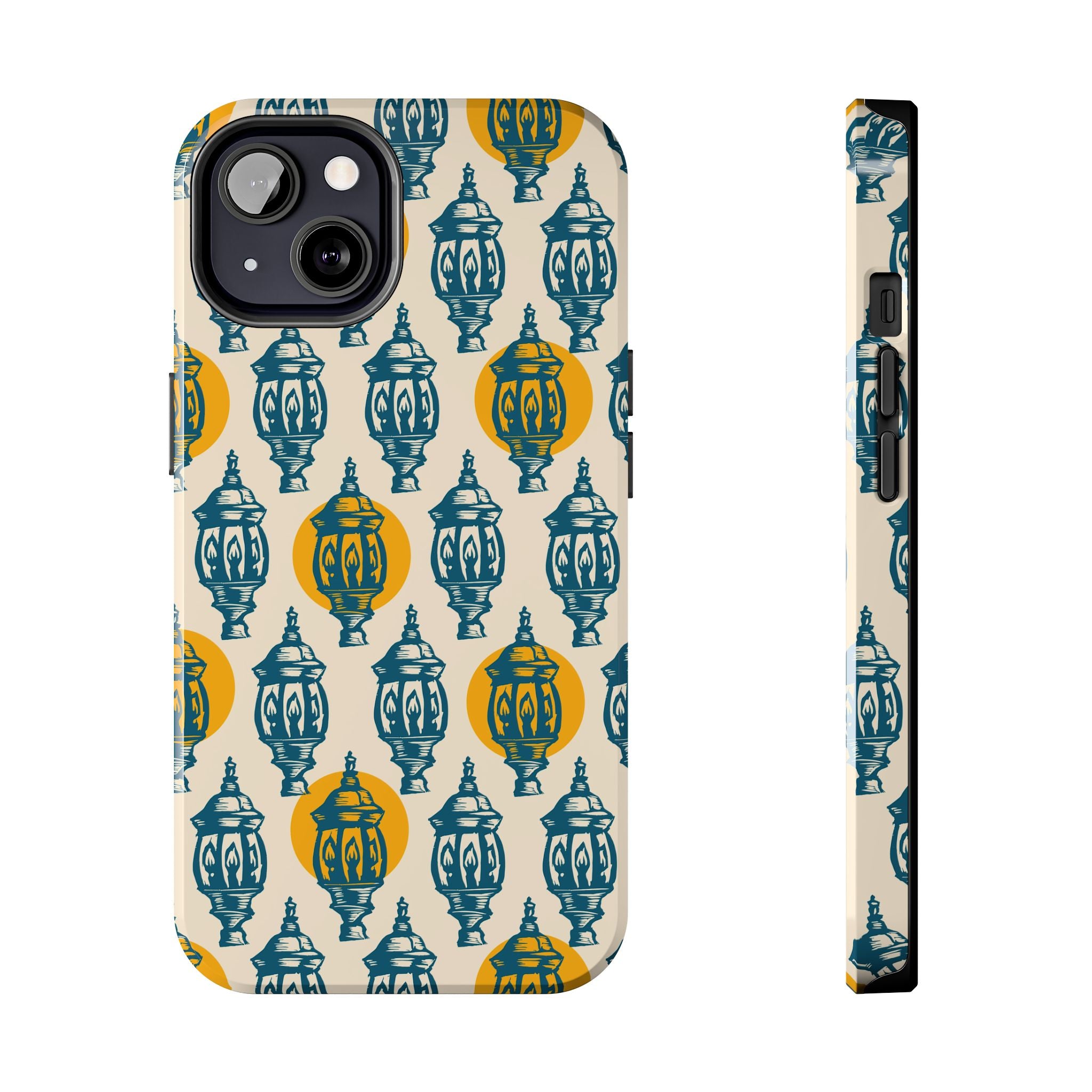 Tough Phone Case — Blue & Mustard Lantern Pattern Slim Protective Cover