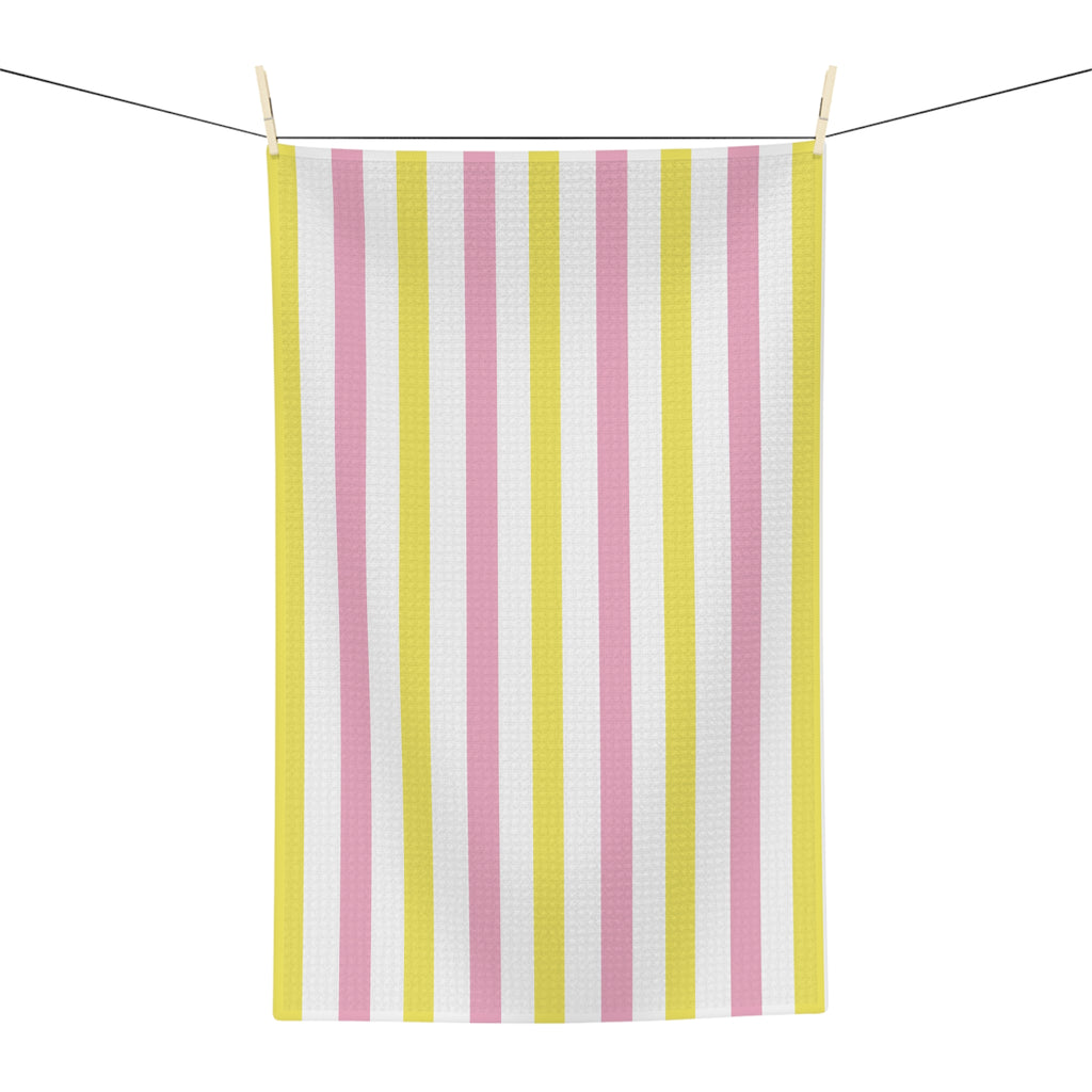 Striped Pastel Microfiber Tea Towel — Pink & Yellow Kitchen Stripe