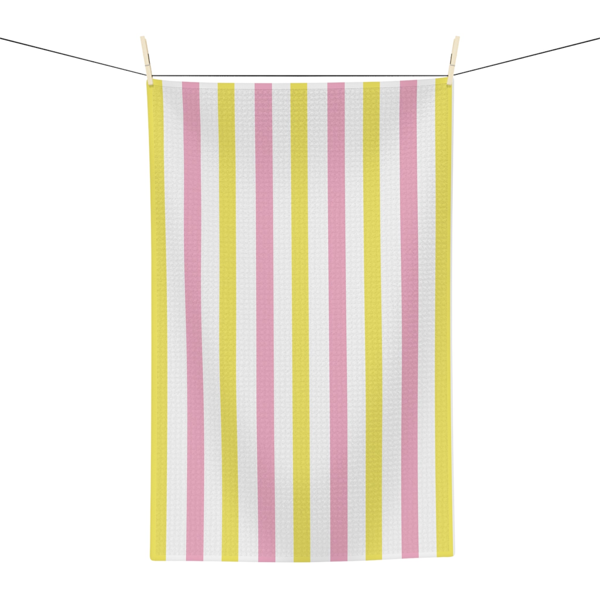 Striped Pastel Microfiber Tea Towel — Pink & Yellow Kitchen Stripe