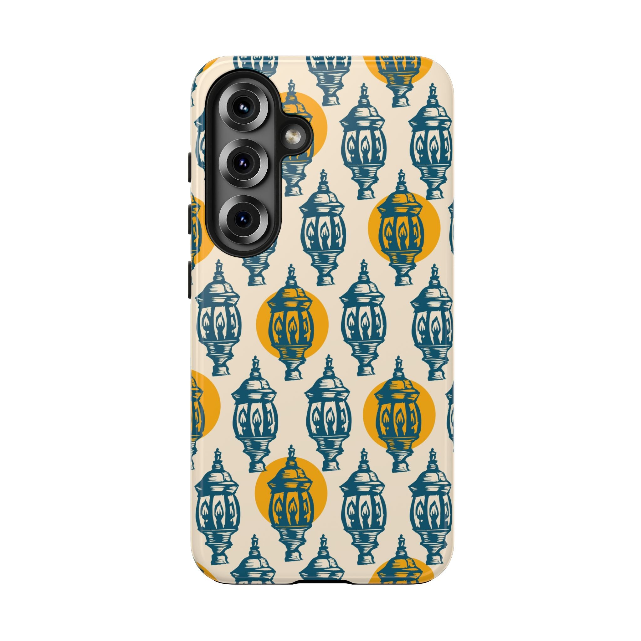 Tough Phone Case — Blue & Mustard Lantern Pattern Slim Protective Cover