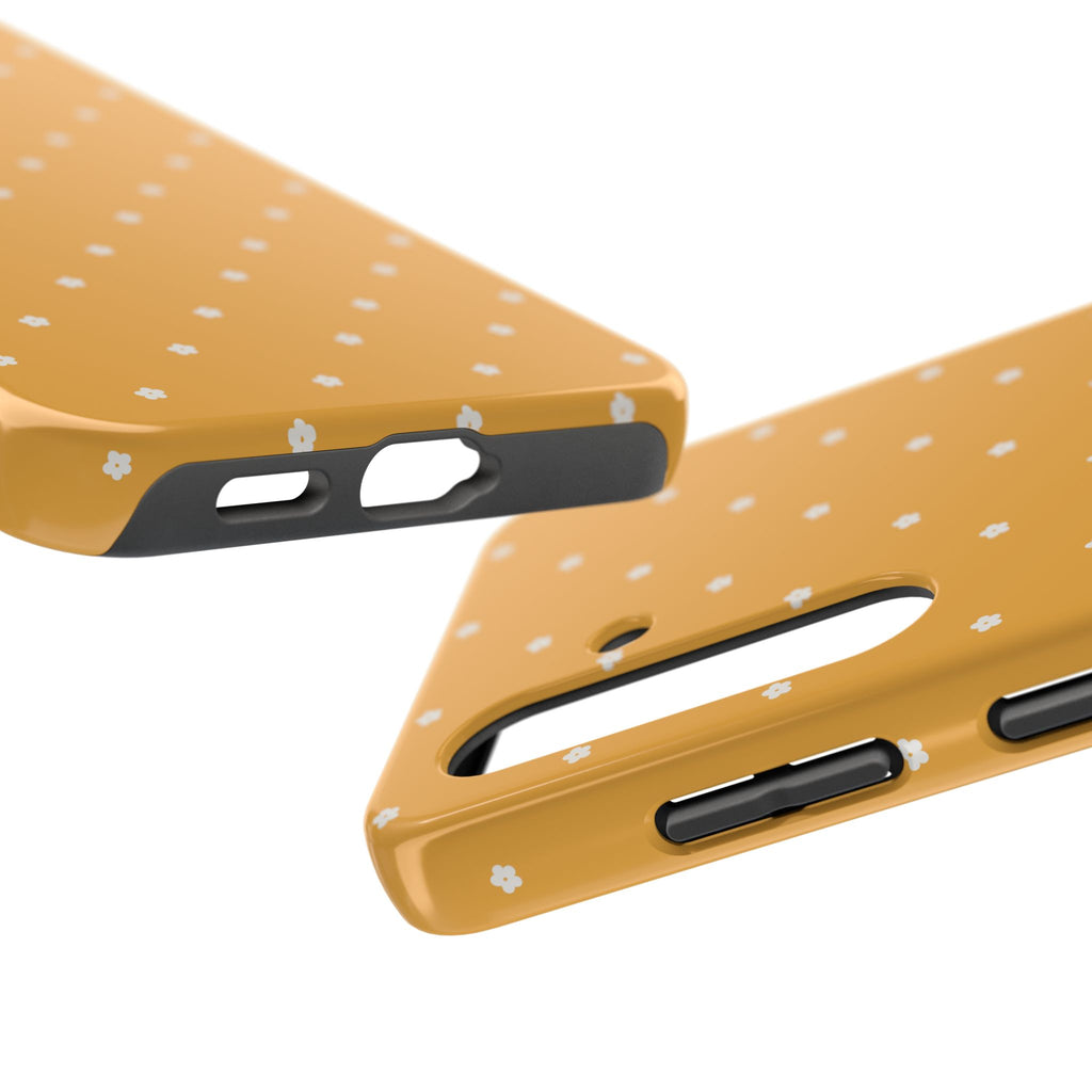 Ditsy Daisy Tough Phone Case — Mustard Floral Protective Cover