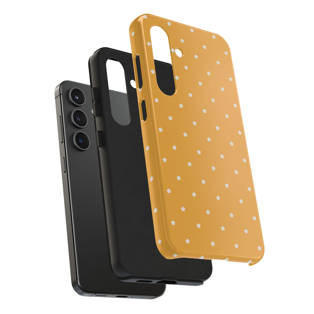 Ditsy Daisy Tough Phone Case — Mustard Floral Protective Cover