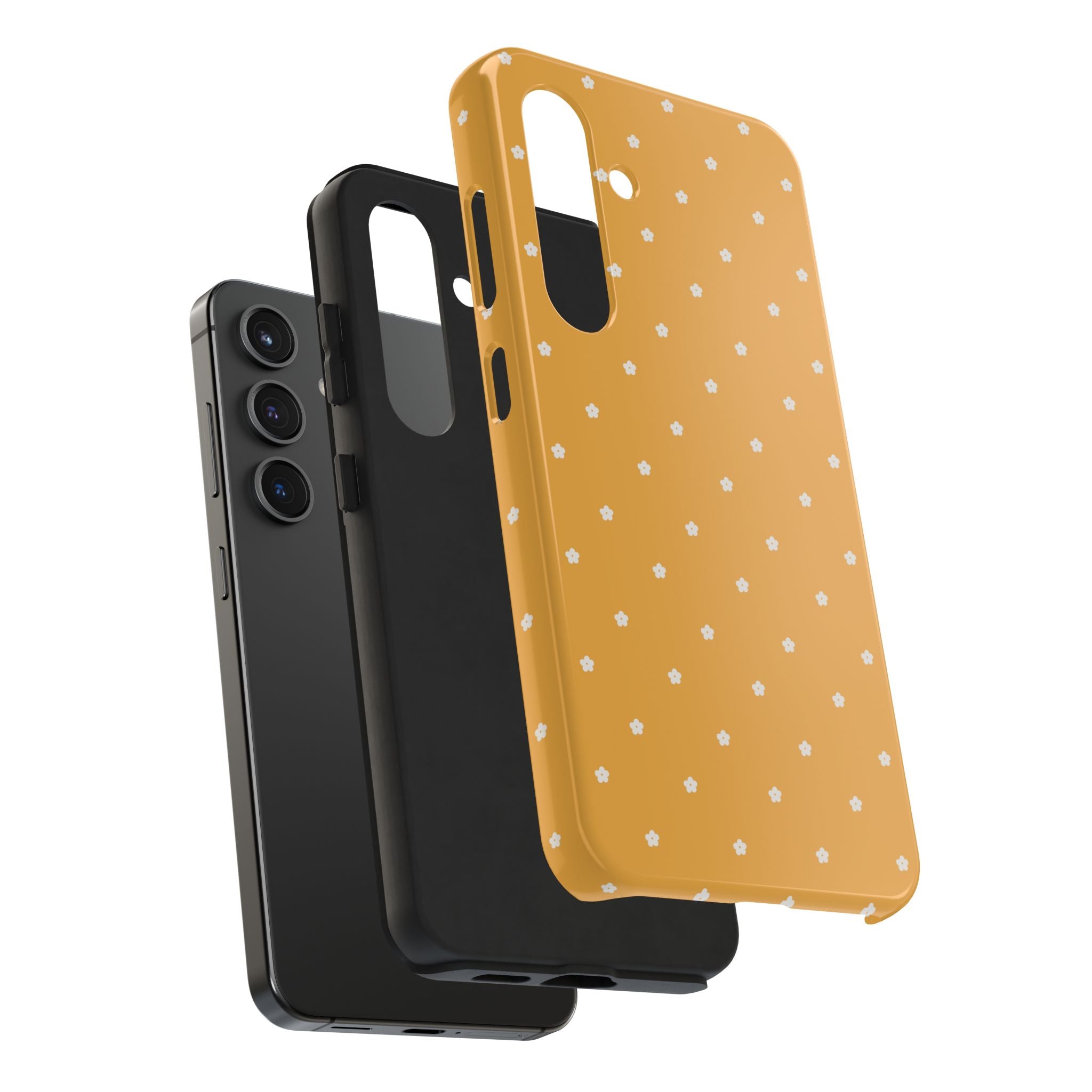 Ditsy Daisy Tough Phone Case — Mustard Floral Protective Cover