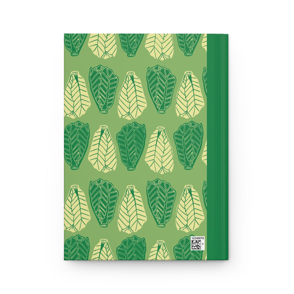 Leaf Pattern Hardcover Journal — Green Botanical Notebook