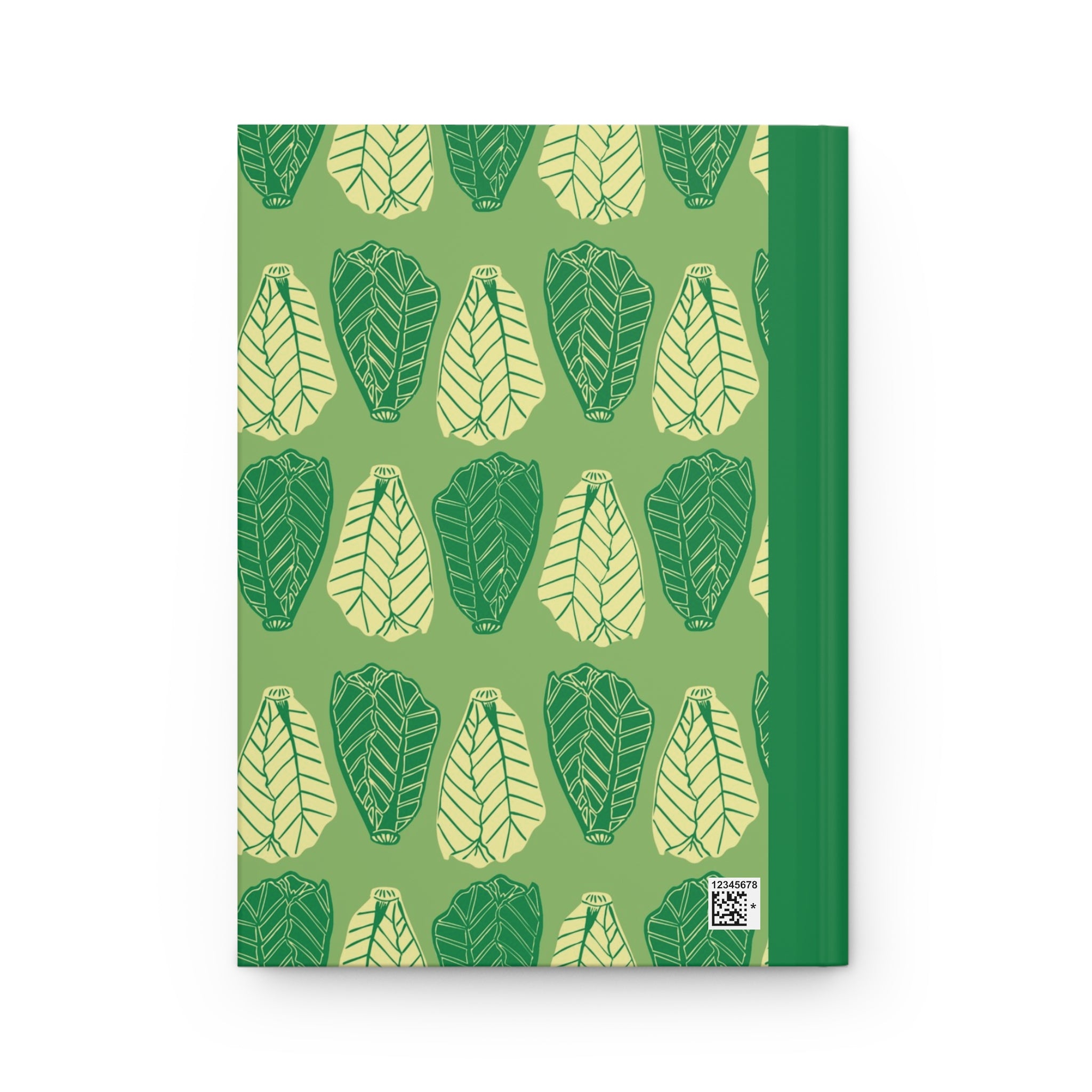 Leaf Pattern Hardcover Journal — Green Botanical Notebook