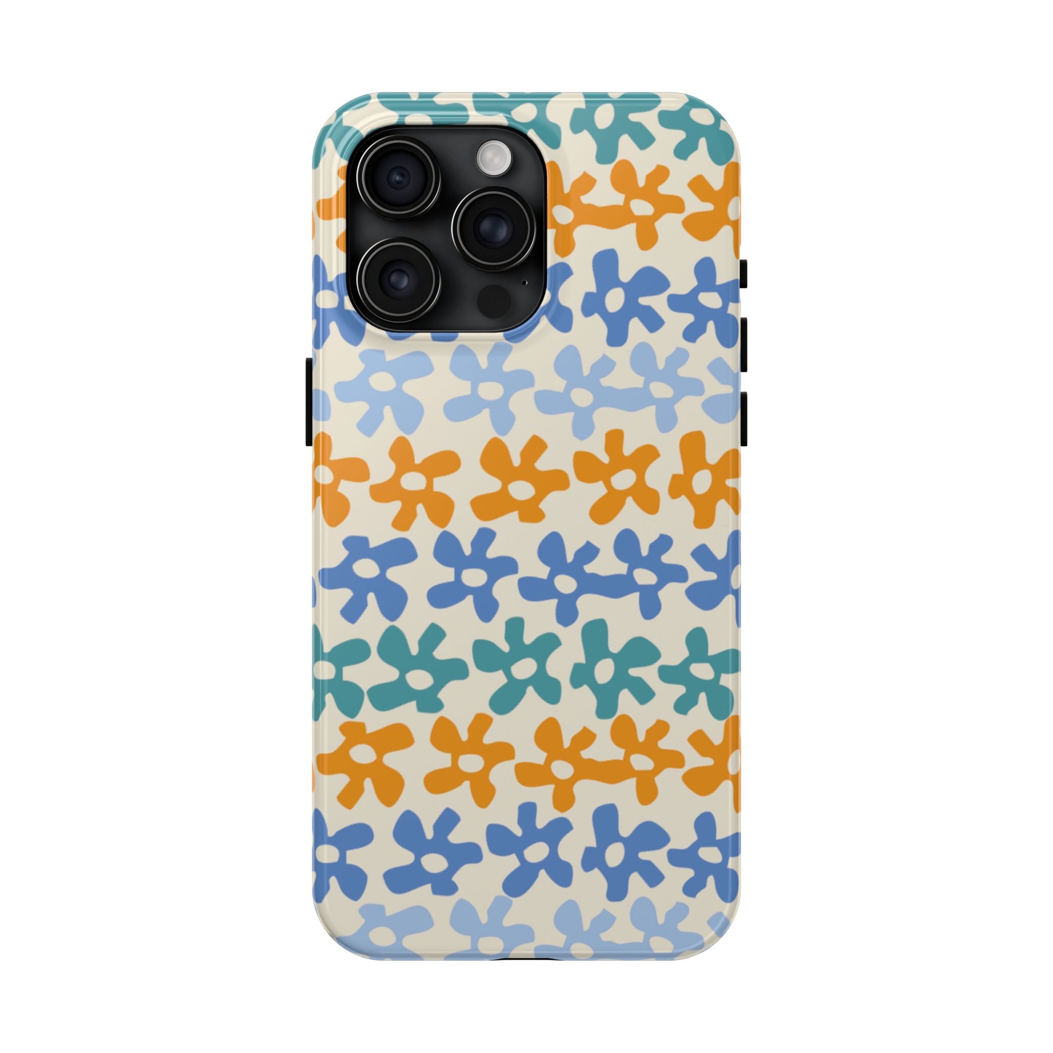 Floral Stripe Tough Phone Case — Colorful Retro Doodle Protection