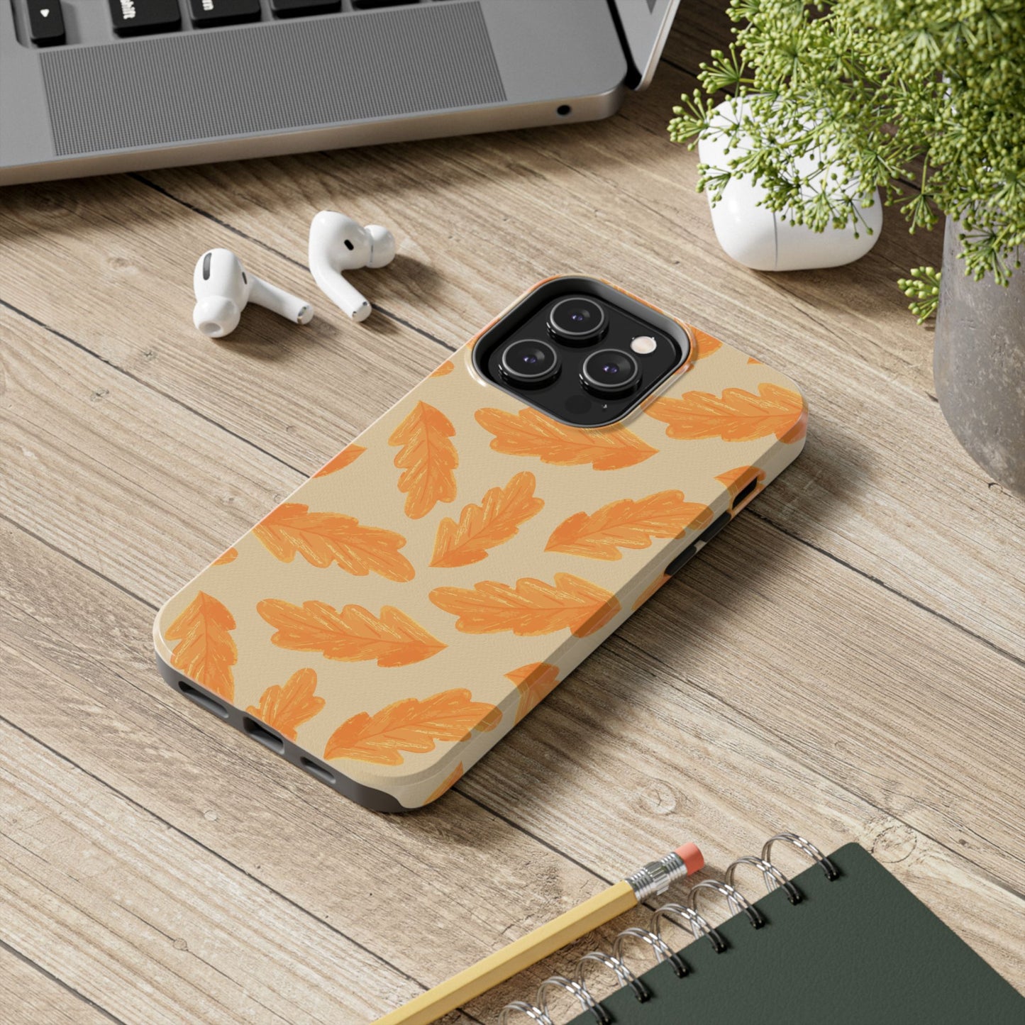 Autumn Leaf Phone Cases | Tough Fall Phone Covers, Seasonal Gifts, Stylish Accessories, Unique Designs, Orange Leaf Pattern
