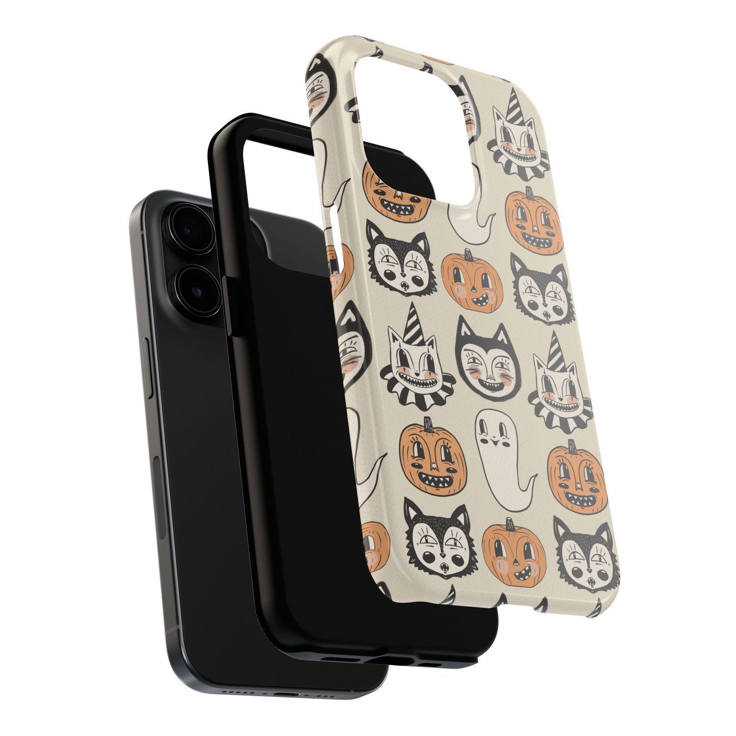 Halloween Cat & Pumpkin Phone Cases, Tough Phone Cover, Spooky Protective Case, Fall Aesthetic, Cute Halloween Gift