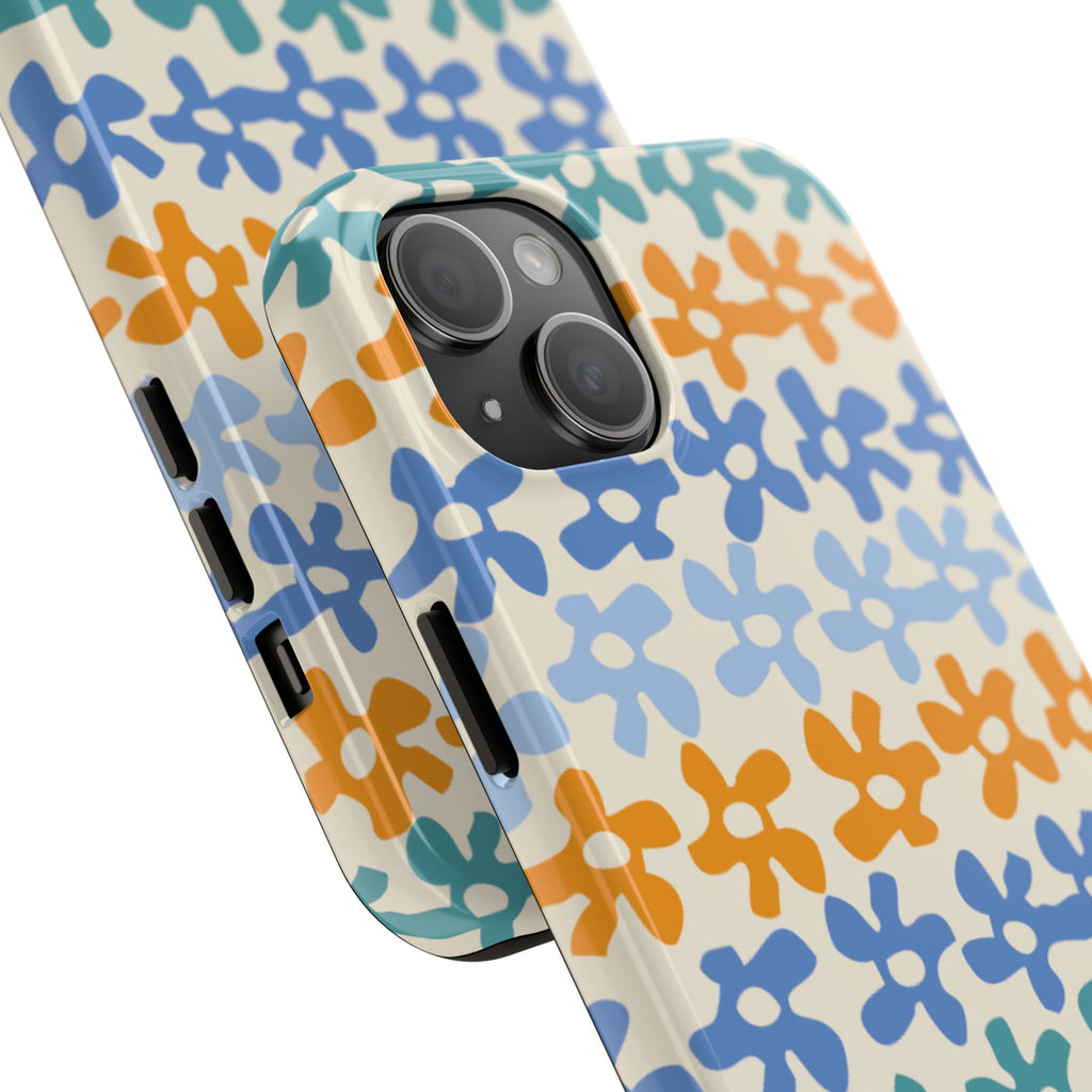 Floral Stripe Tough Phone Case — Colorful Retro Doodle Protection