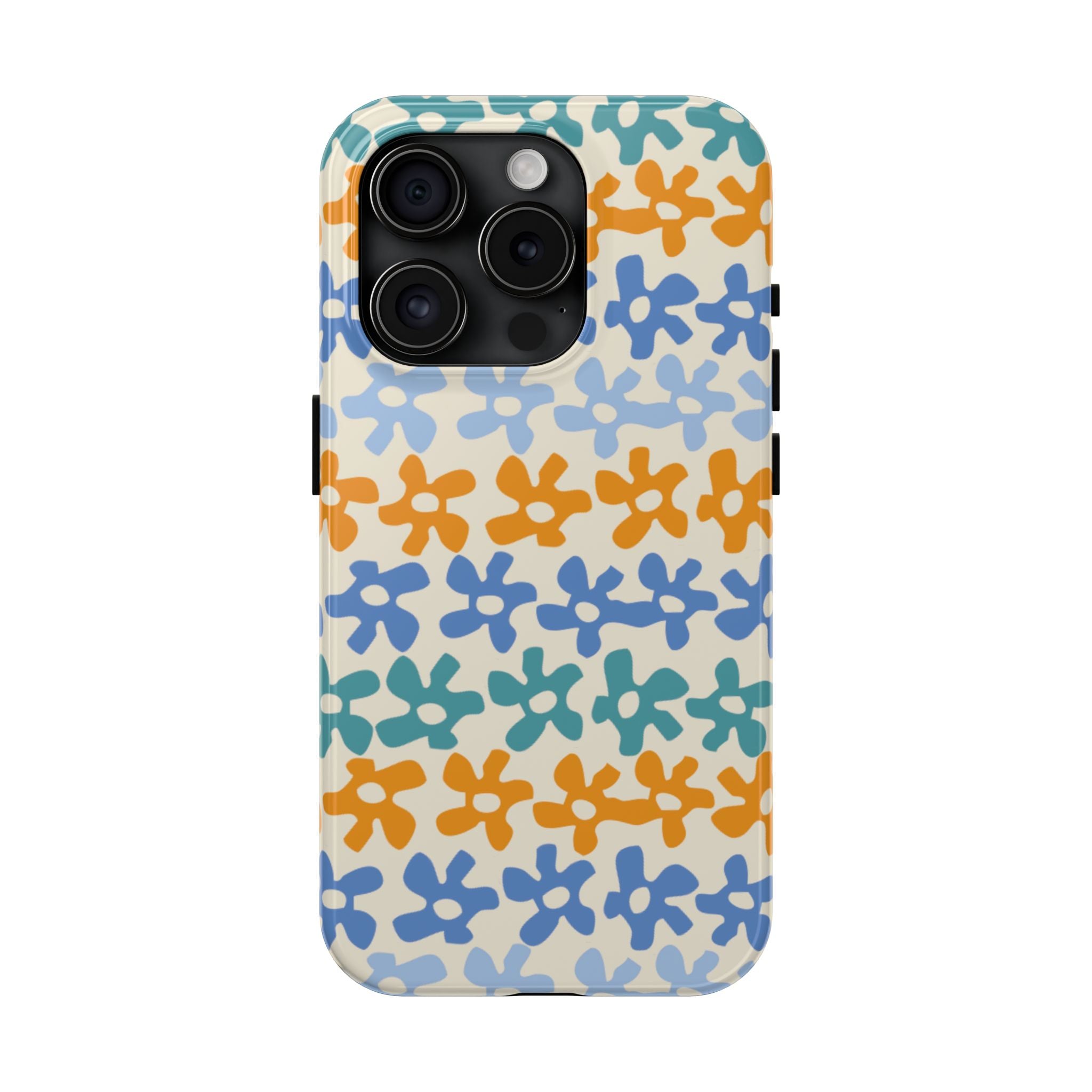 Floral Stripe Tough Phone Case — Colorful Retro Doodle Protection