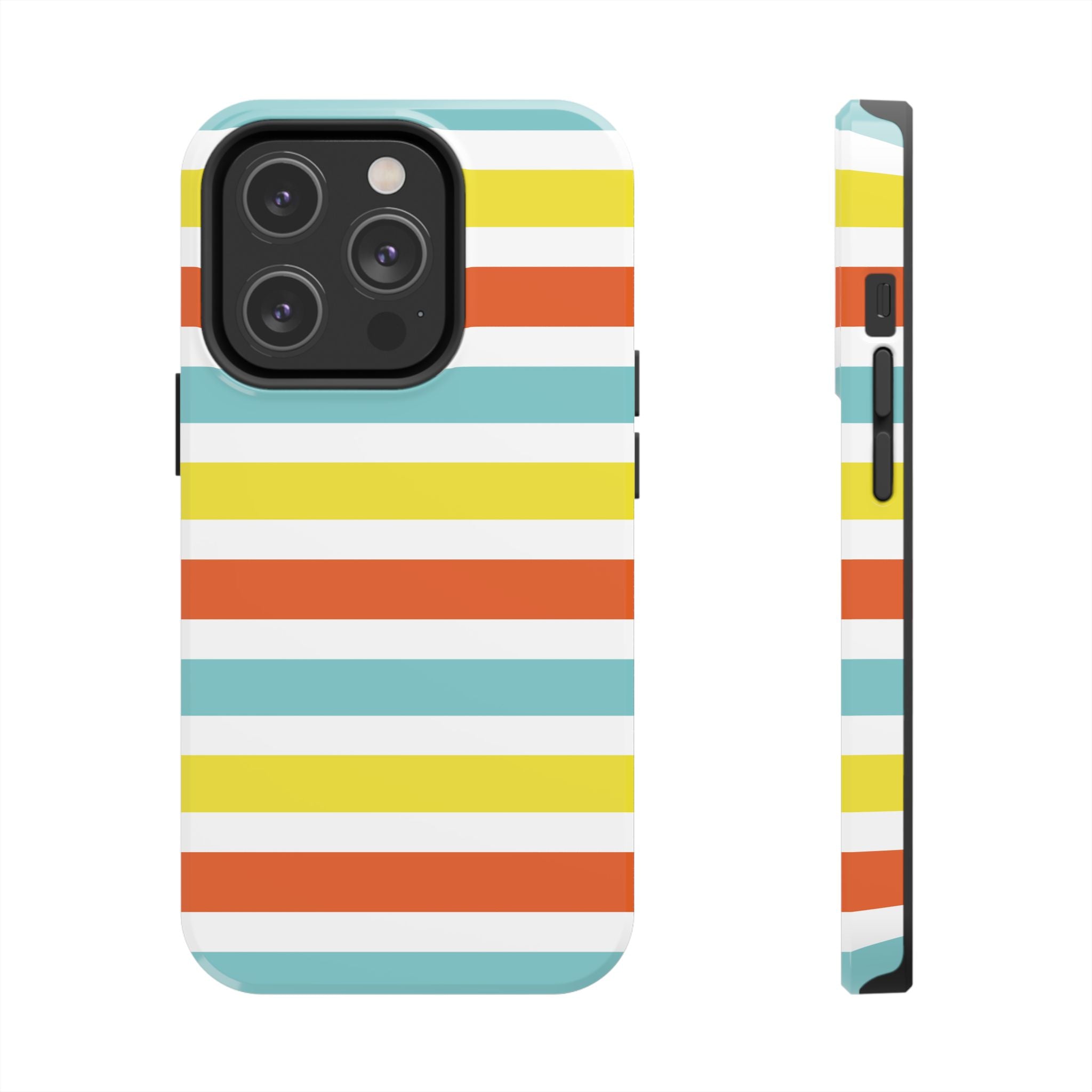 Striped Tough Phone Case — Retro Summer Color Block iPhone Case