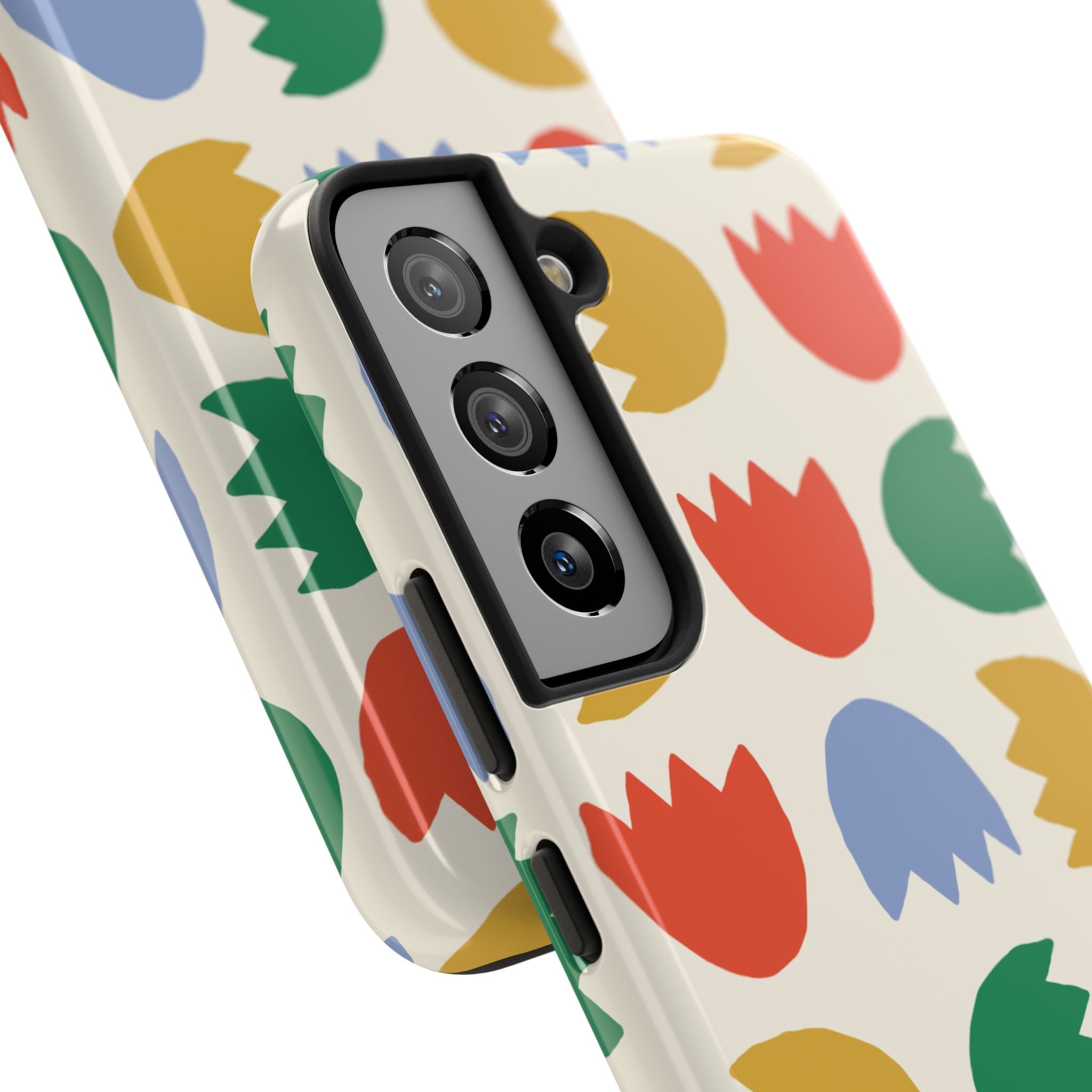 Tough Phone Case — Retro Tulip Pattern Green Floral Protective Cover