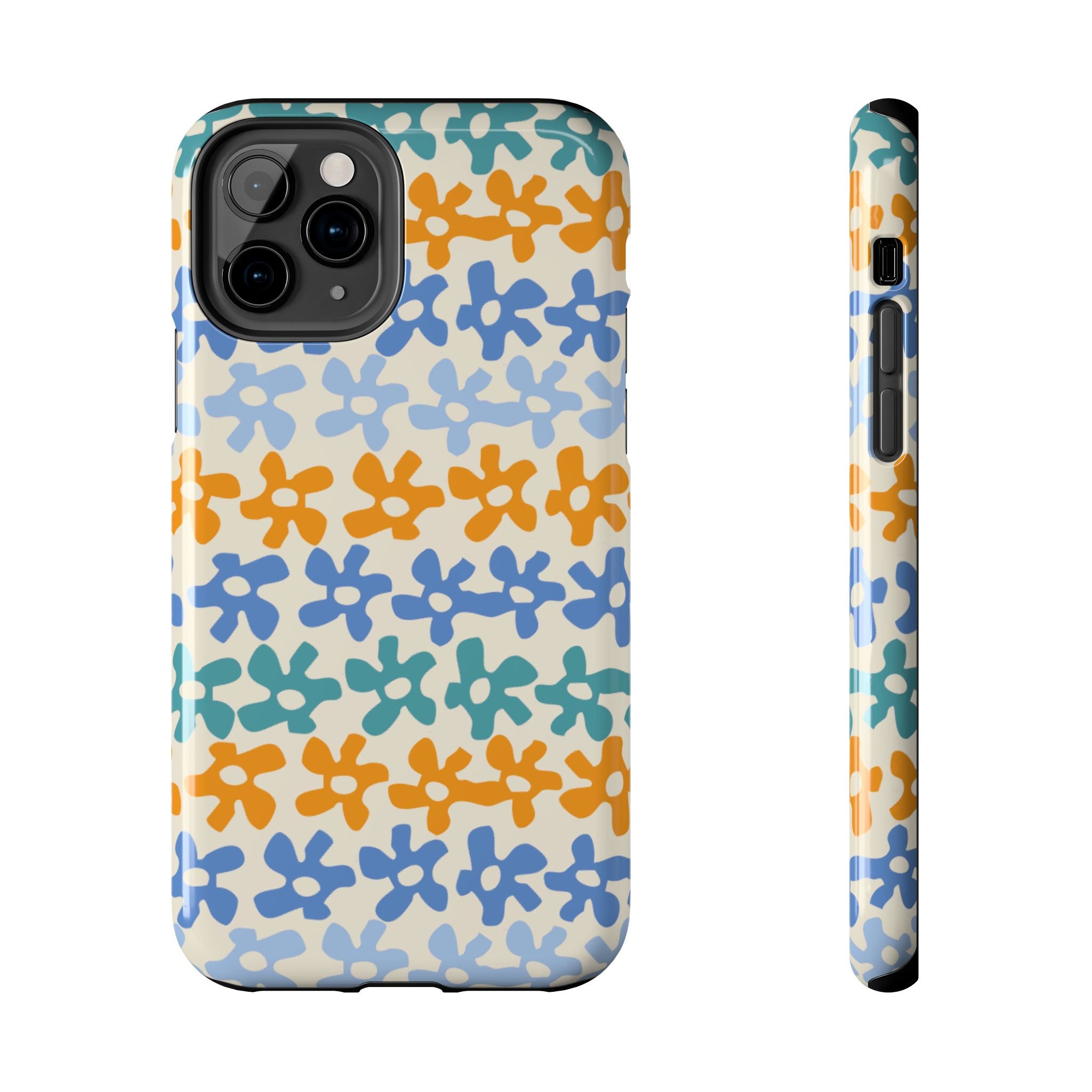 Floral Stripe Tough Phone Case — Colorful Retro Doodle Protection