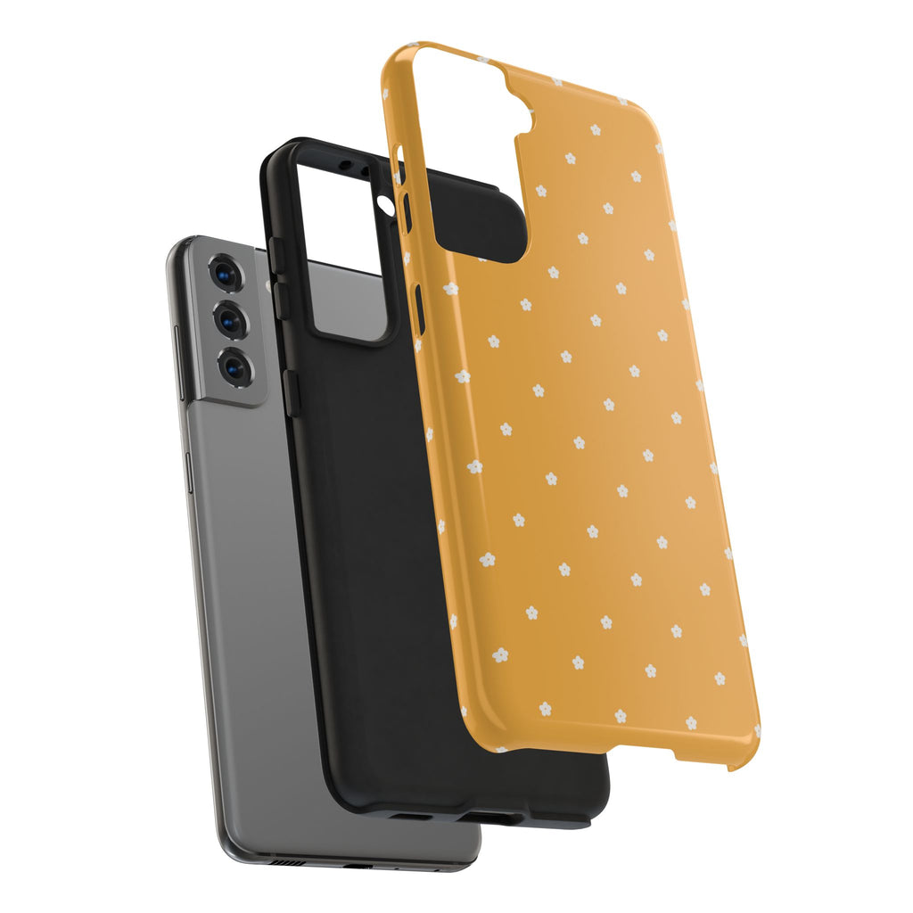 Ditsy Daisy Tough Phone Case — Mustard Floral Protective Cover