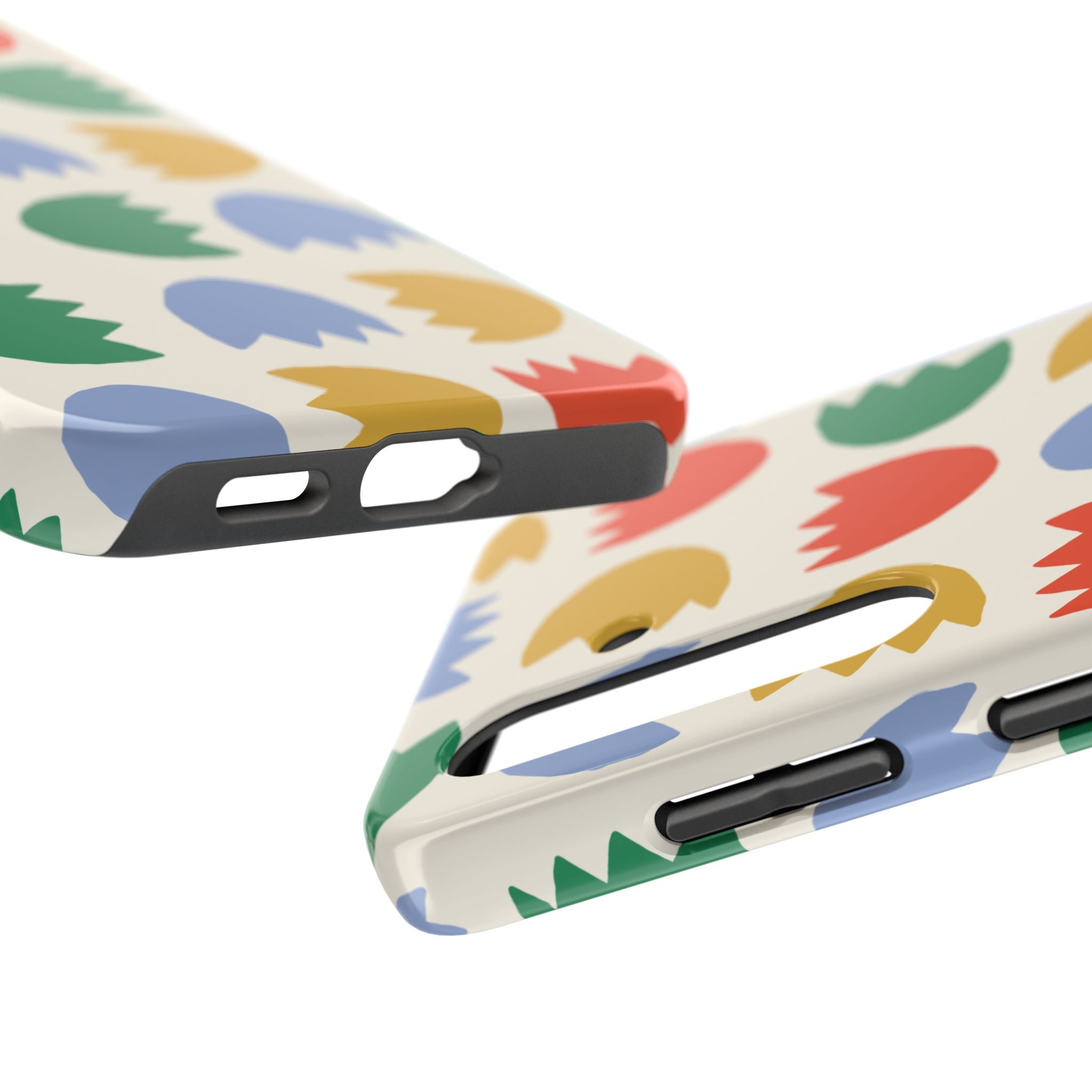 Tough Phone Case — Retro Tulip Pattern Green Floral Protective Cover