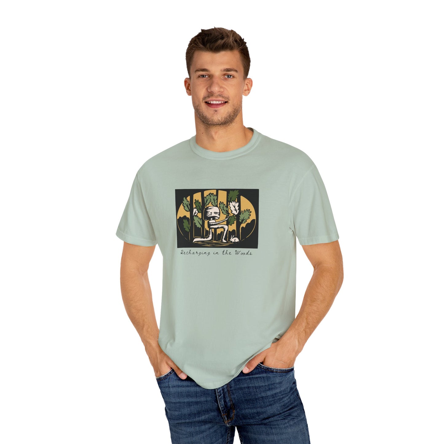 Cute Nature Robot Unisex Jersey Tee - Whimsical Fantasy Forestcore Graphic T-Shirt for Summer