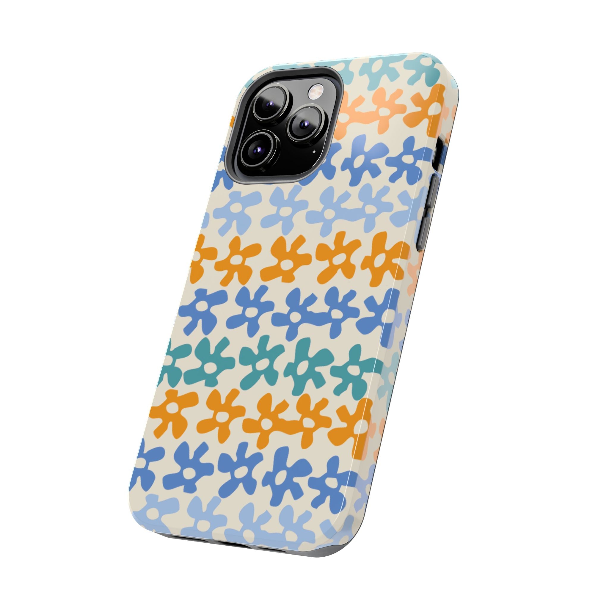 Floral Stripe Tough Phone Case — Colorful Retro Doodle Protection