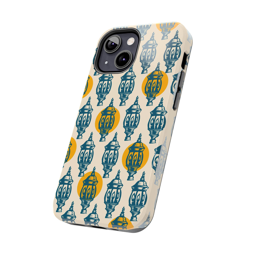 Tough Phone Case — Blue & Mustard Lantern Pattern Slim Protective Cover