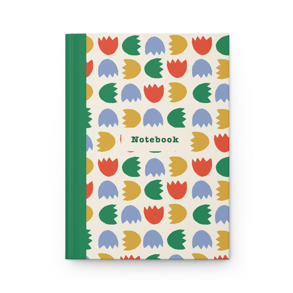 Floral Tulip Pattern Hardcover Journal — 'Notes' Notebook for School, Work & Everyday Lists
