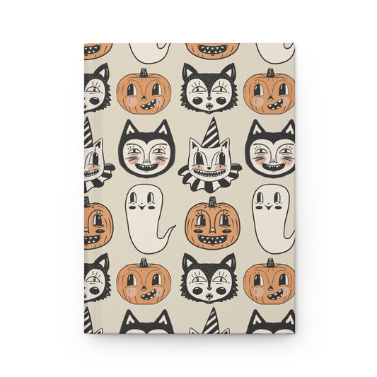 Whimsical Halloween Hardcover Journal, Cute Ghosts & Pumpkins, Spooky Season Notebook, Fall Writing Journal, Gift for Kids