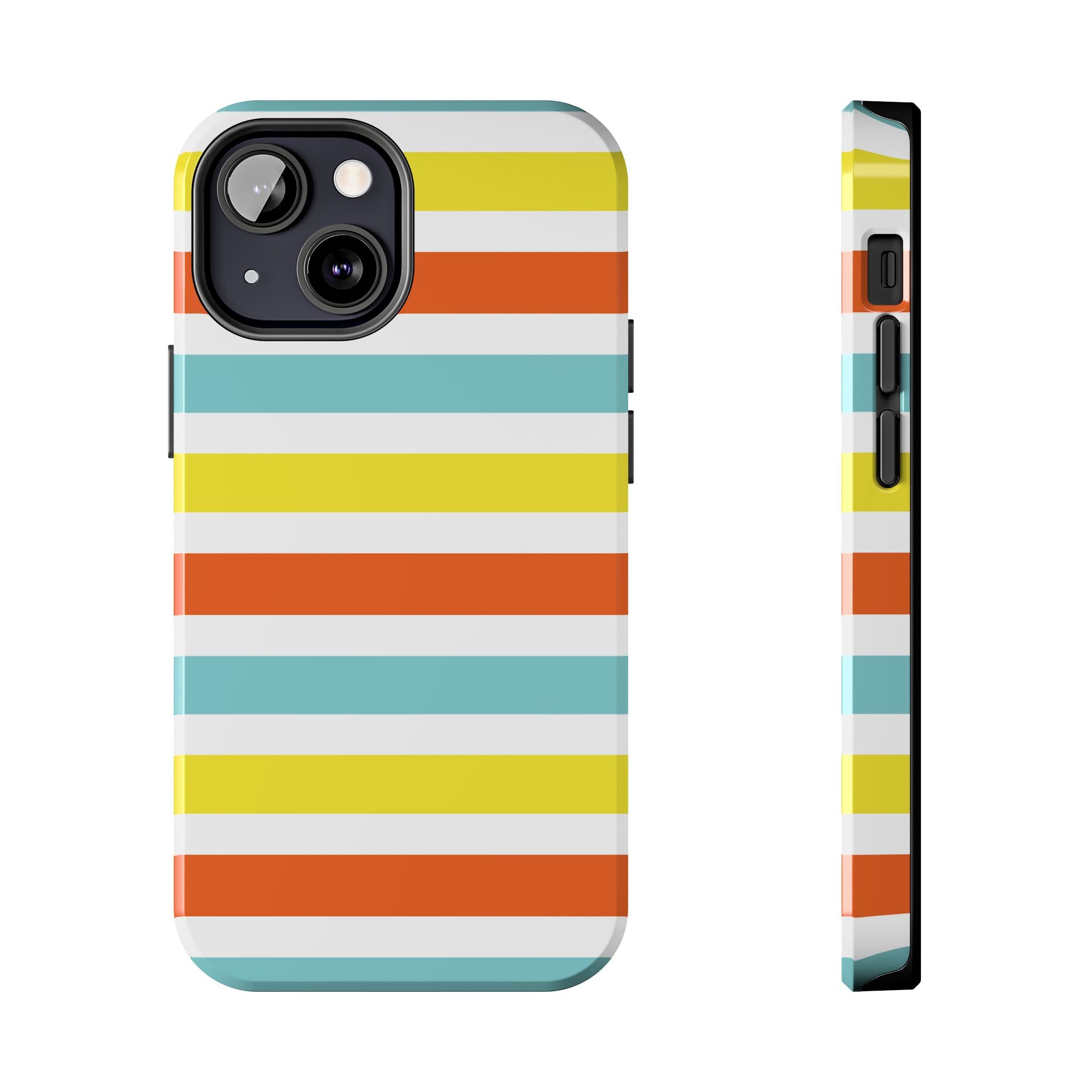 Striped Tough Phone Case — Retro Summer Color Block iPhone Case