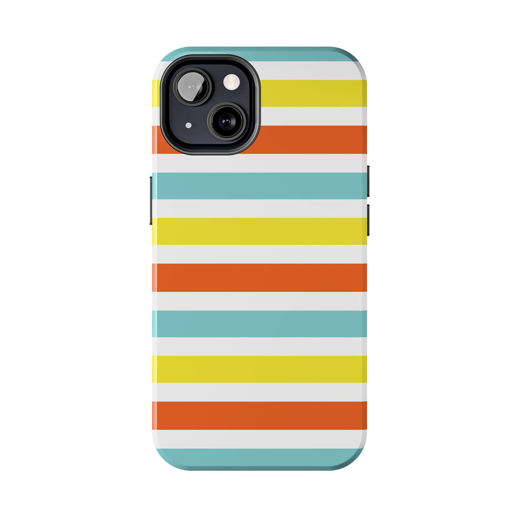 Striped Tough Phone Case — Retro Summer Color Block iPhone Case