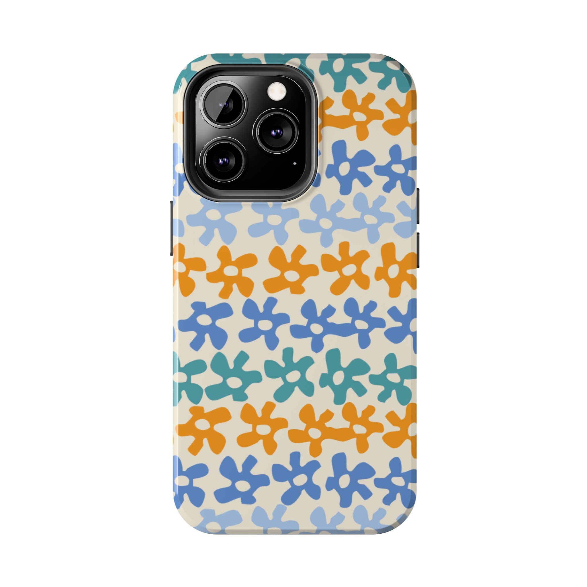 Floral Stripe Tough Phone Case — Colorful Retro Doodle Protection
