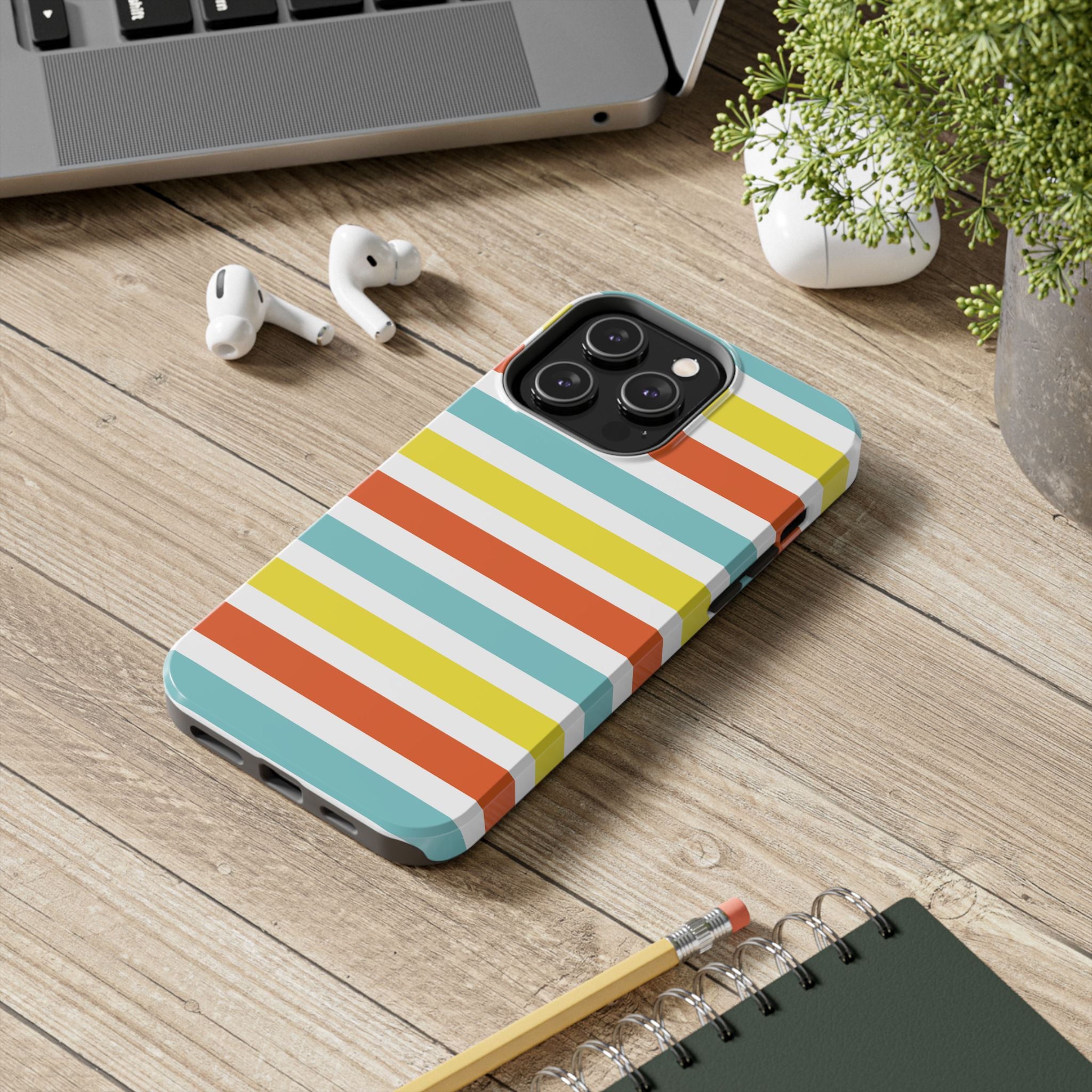 Striped Tough Phone Case — Retro Summer Color Block iPhone Case